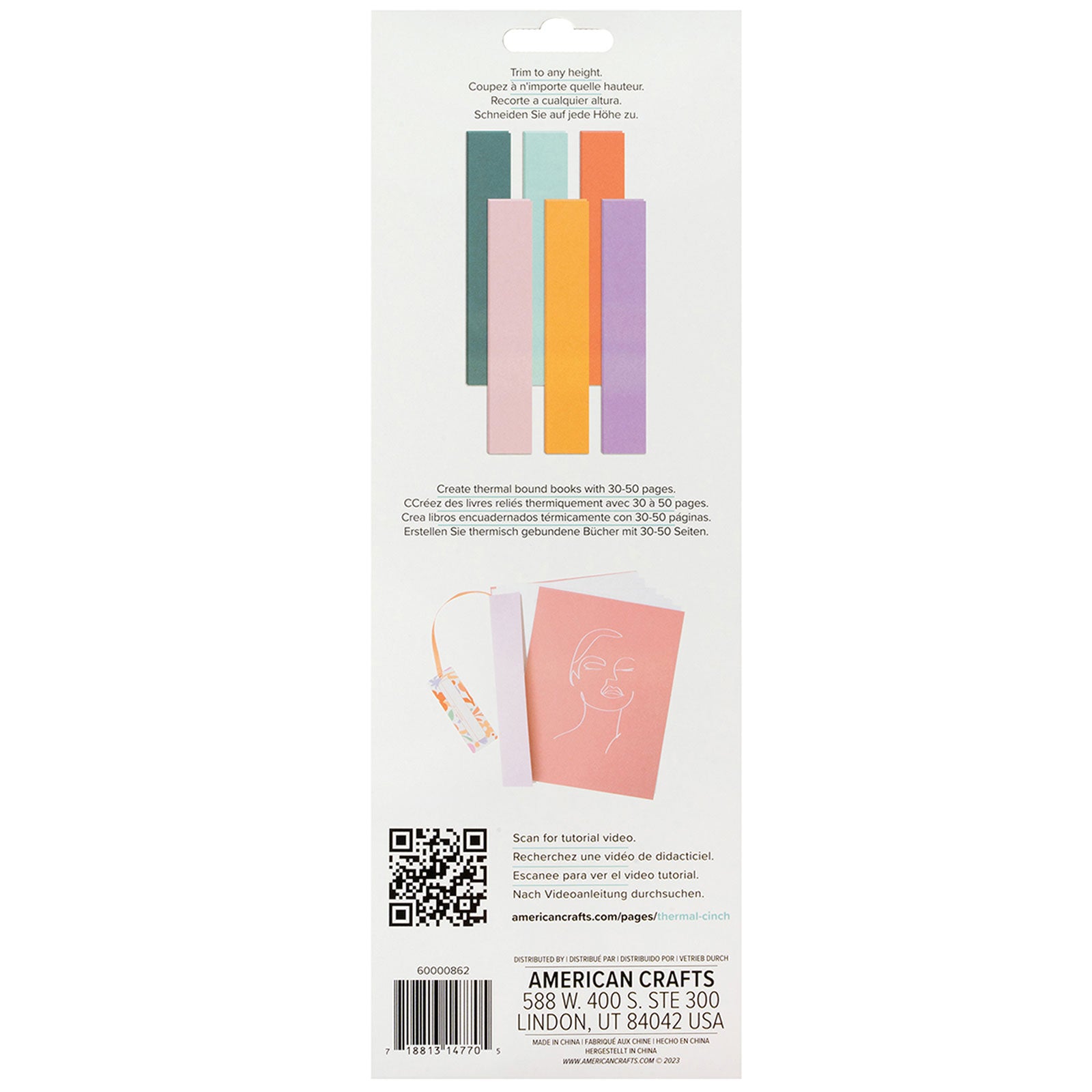 Back of packaging for We R Makers Thermal Cinch Rainbow Spines - 6 Pack