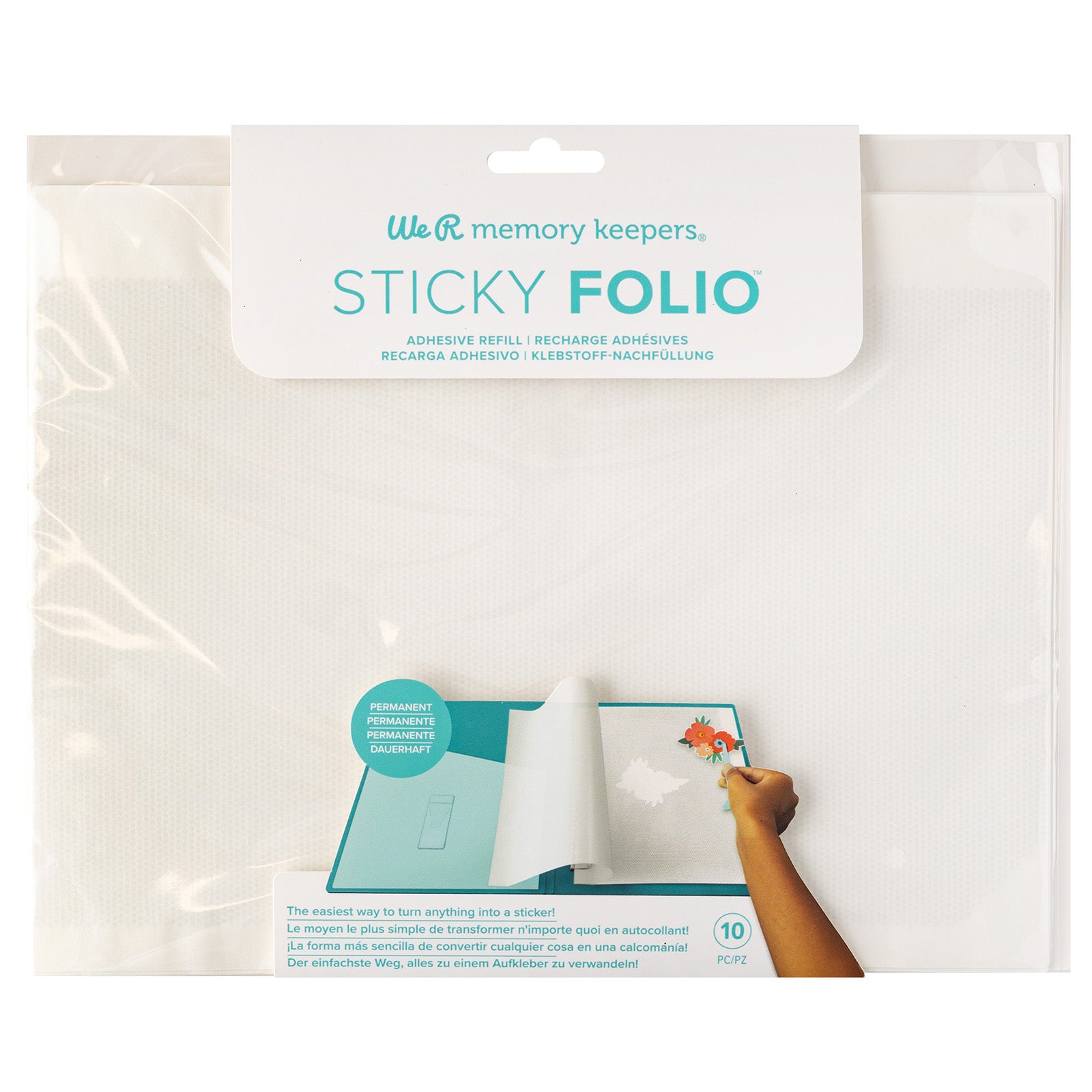 Front of packaging for We R Makers Make Your Own Stickers Sticky Folio Refill - 10 Piece