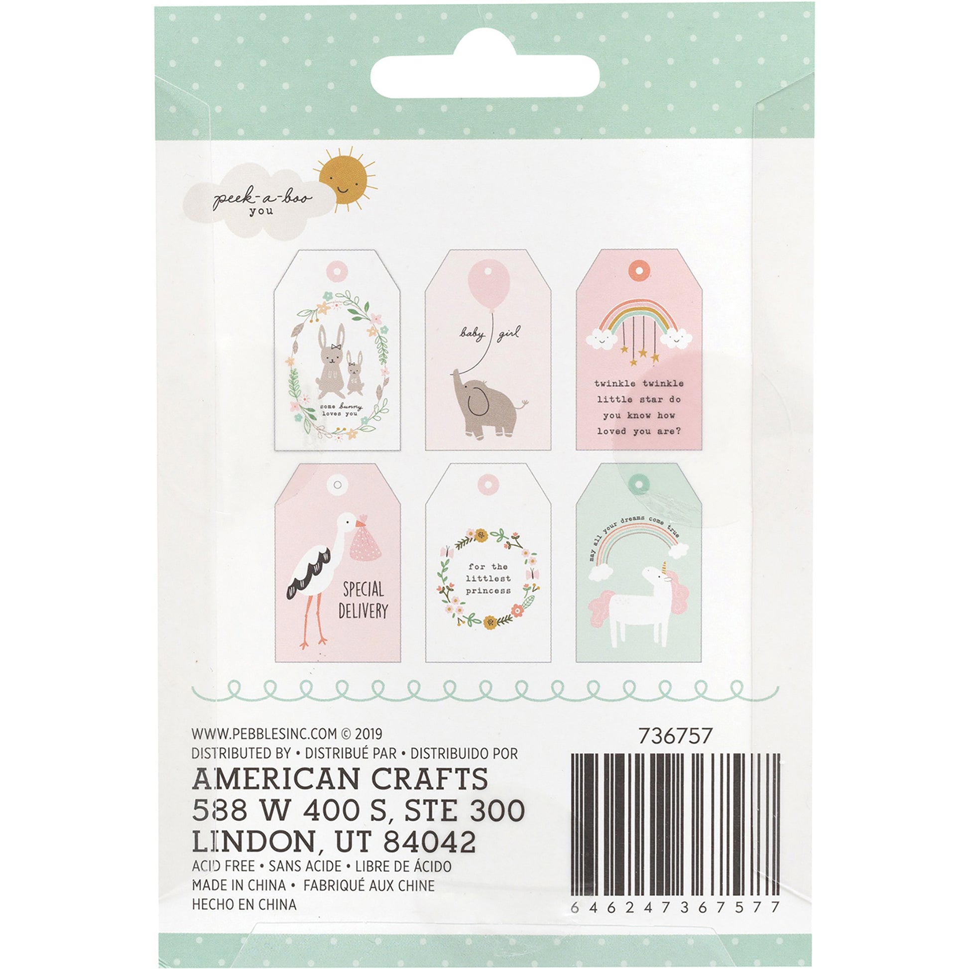 Pebbles Peek-A-Boo You Girl Cardstock Tags Set, 24 pcs