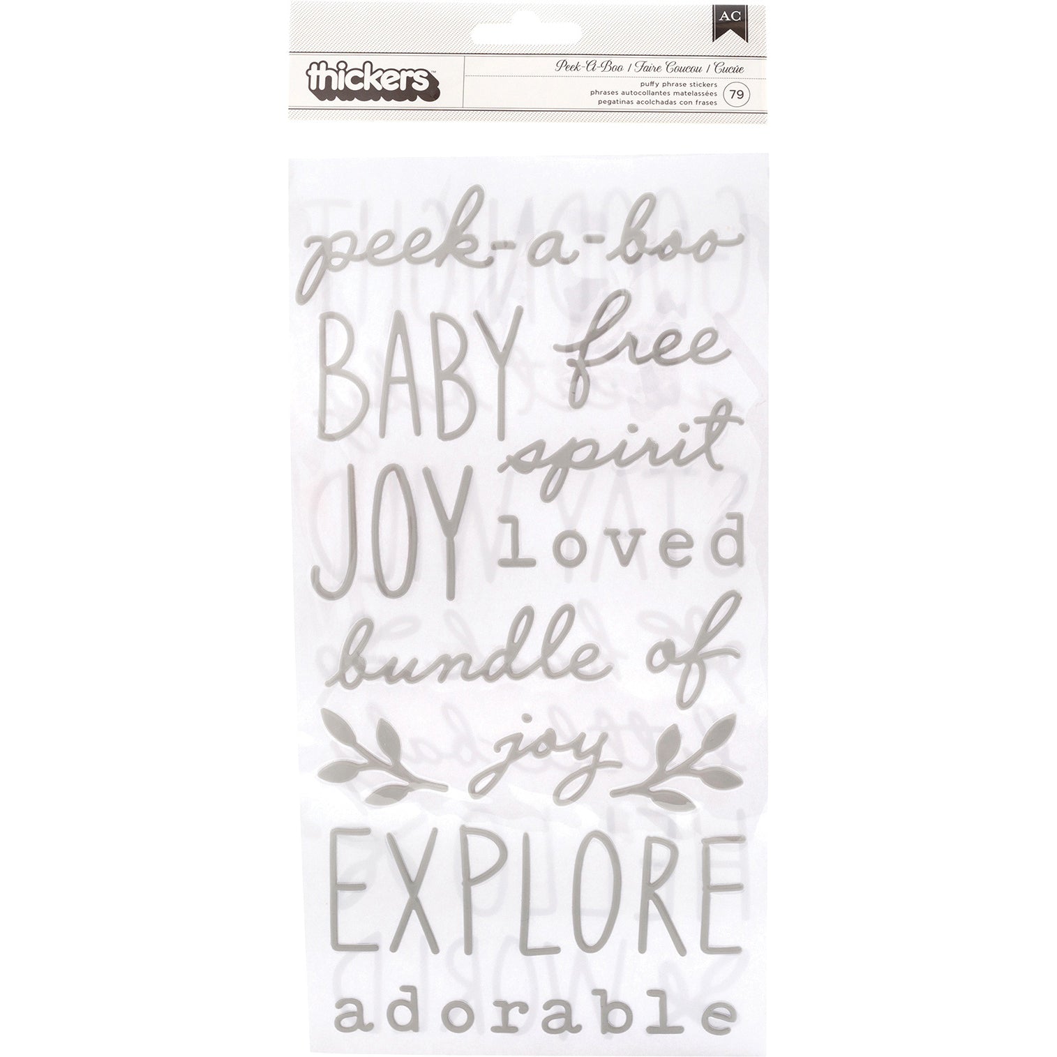 Thickers Peek-A-Boo You Phrase & Icons Puffy Stickers - 79pcs