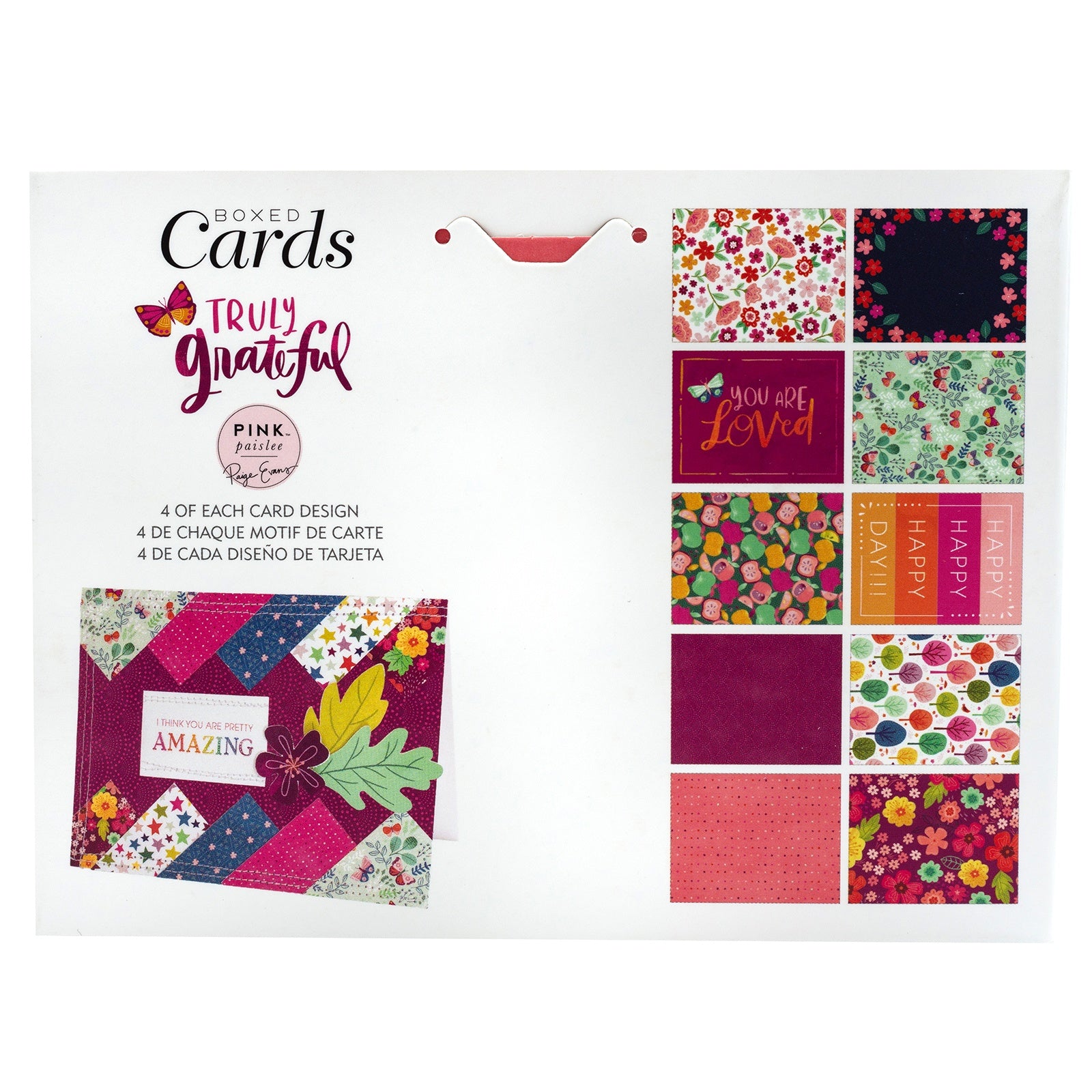Pink Paislee A2 Cards with Envelopes - Paige Evans Truly Grateful, 40 pack
