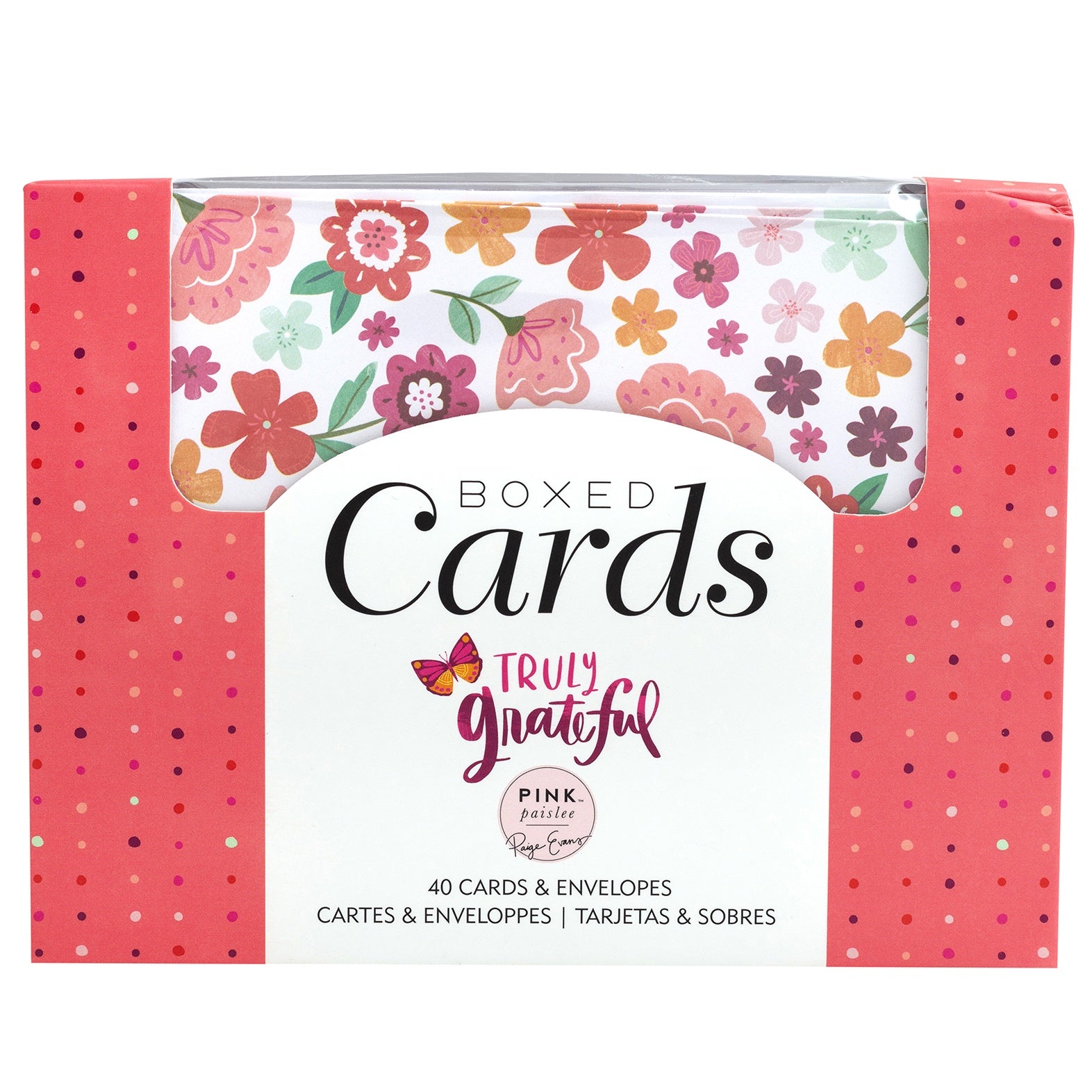 Pink Paislee A2 Cards with Envelopes - Paige Evans Truly Grateful, 40 pack