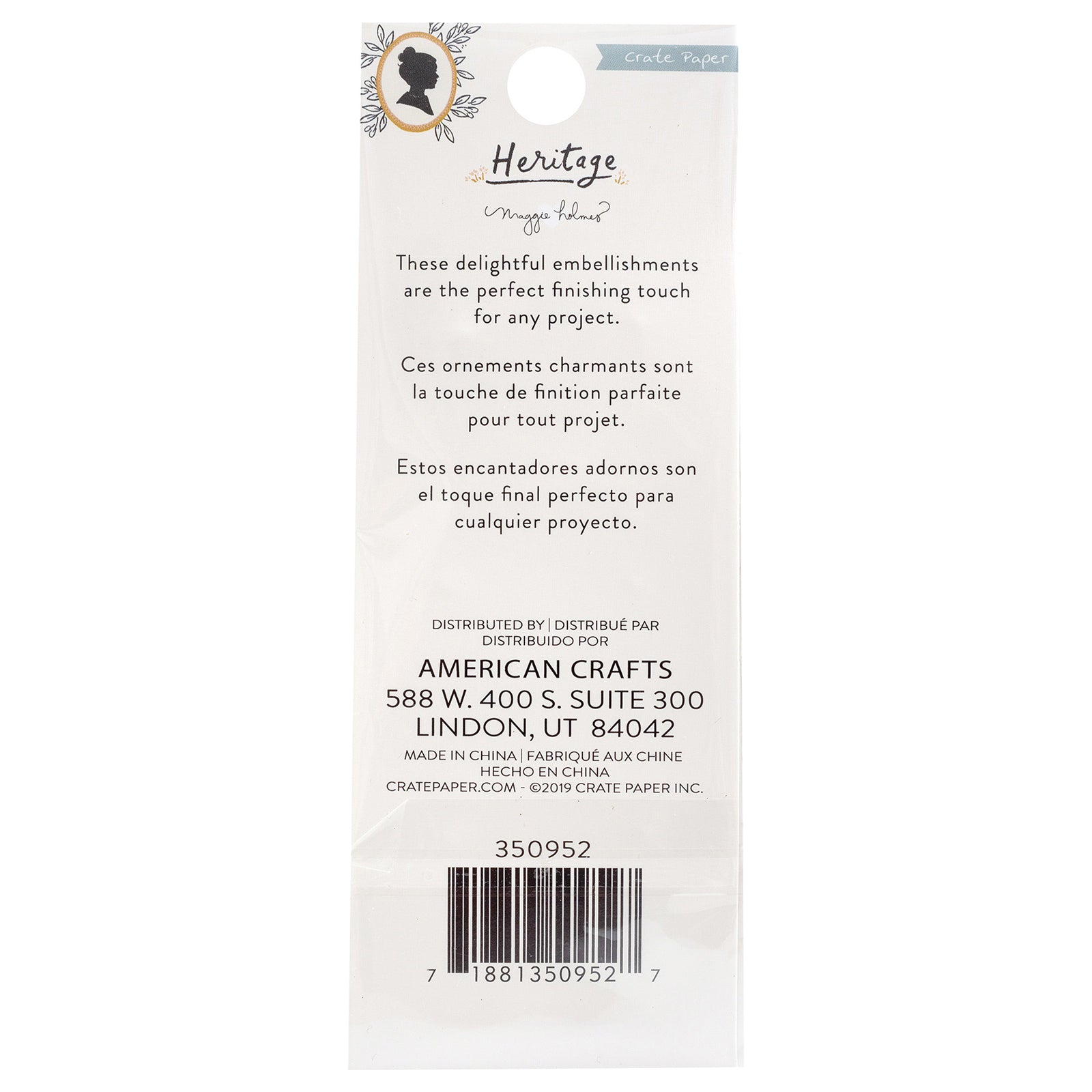 Maggie Holmes Heritage Charm Embellishments, Epoxy & Metal, 6 Pack