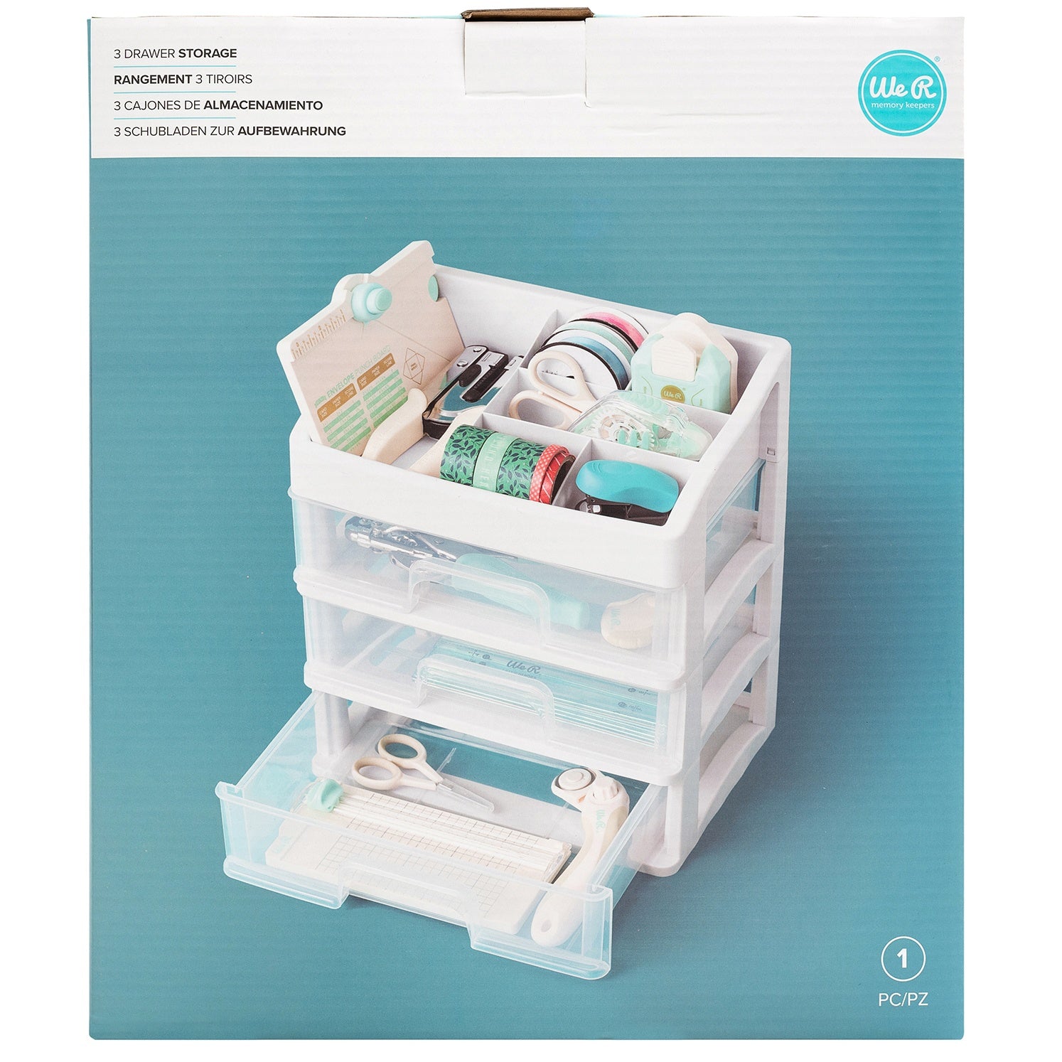 We R 3-Drawer Plastic Storage Case with Organizer Top