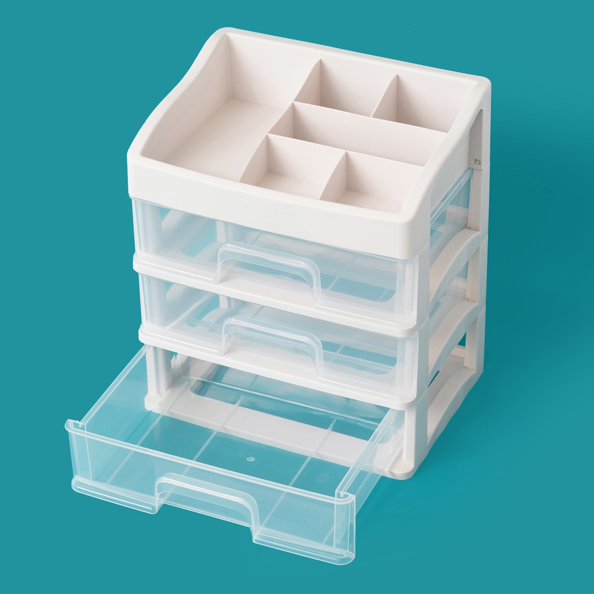We R 3-Drawer Plastic Storage Case with Organizer Top