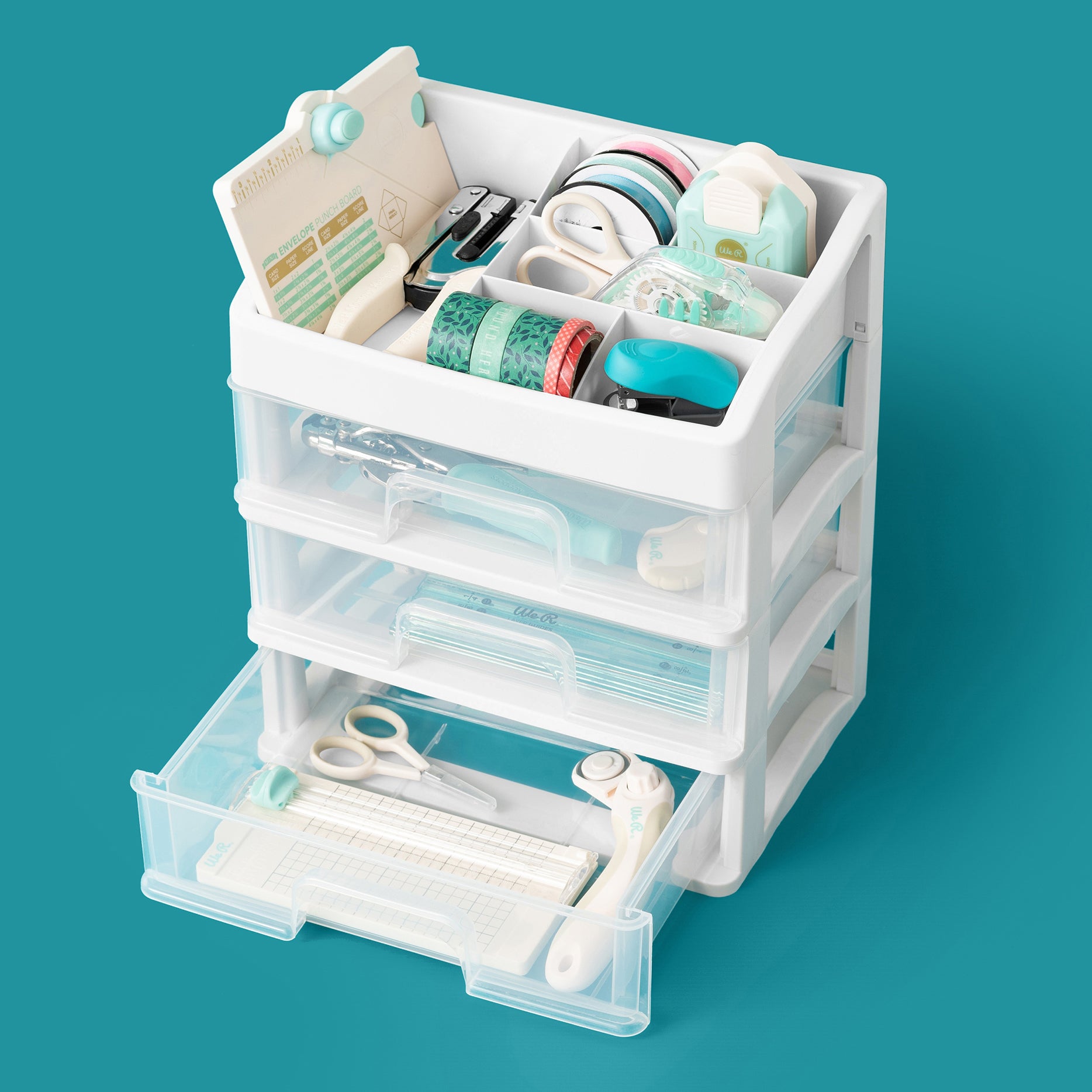 We R 3-Drawer Plastic Storage Case with Organizer Top