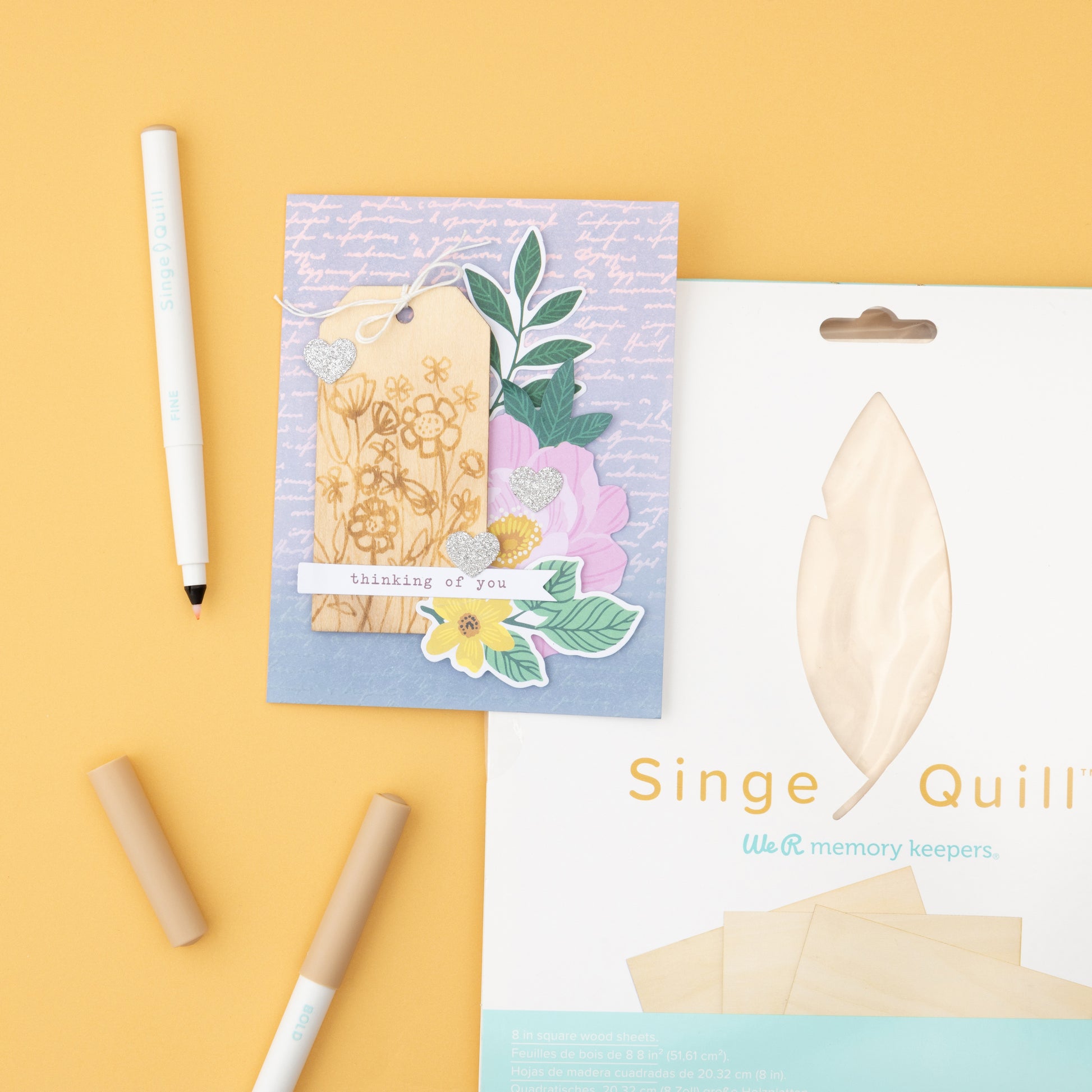 We R Makers Singe Quill Veneer Sheets 8"X8" 3/Pkg