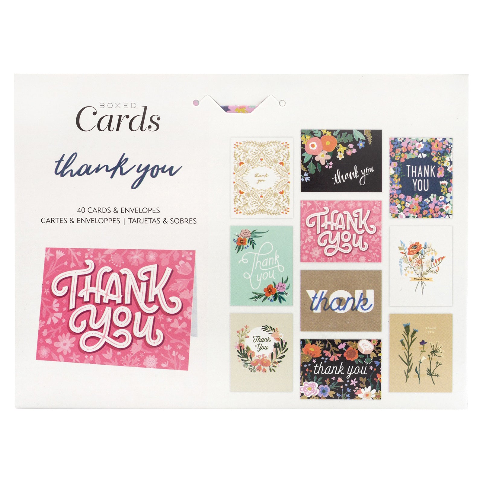 American Crafts A2 Cards with Envelopes - Blank Thank You, 40 pack