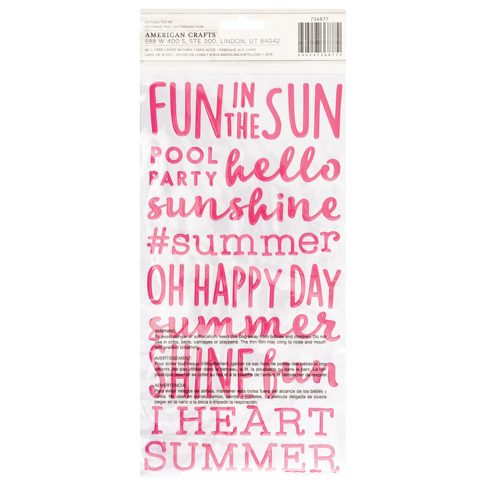 Thickers Sun & Fun Phrase Puffy Stickers - 118pcs