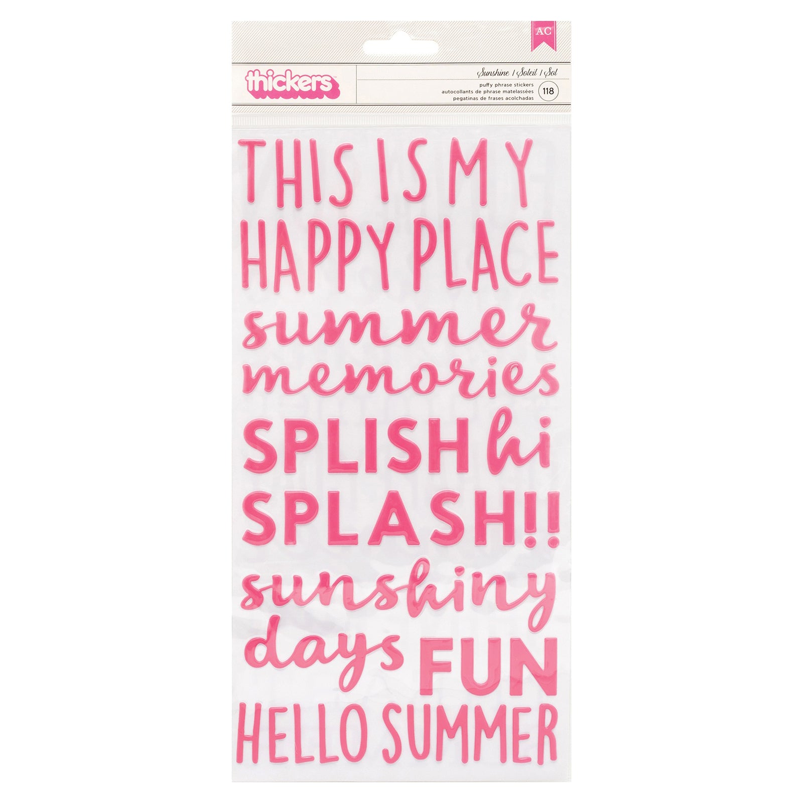 Thickers Sun & Fun Phrase Puffy Stickers - 118pcs
