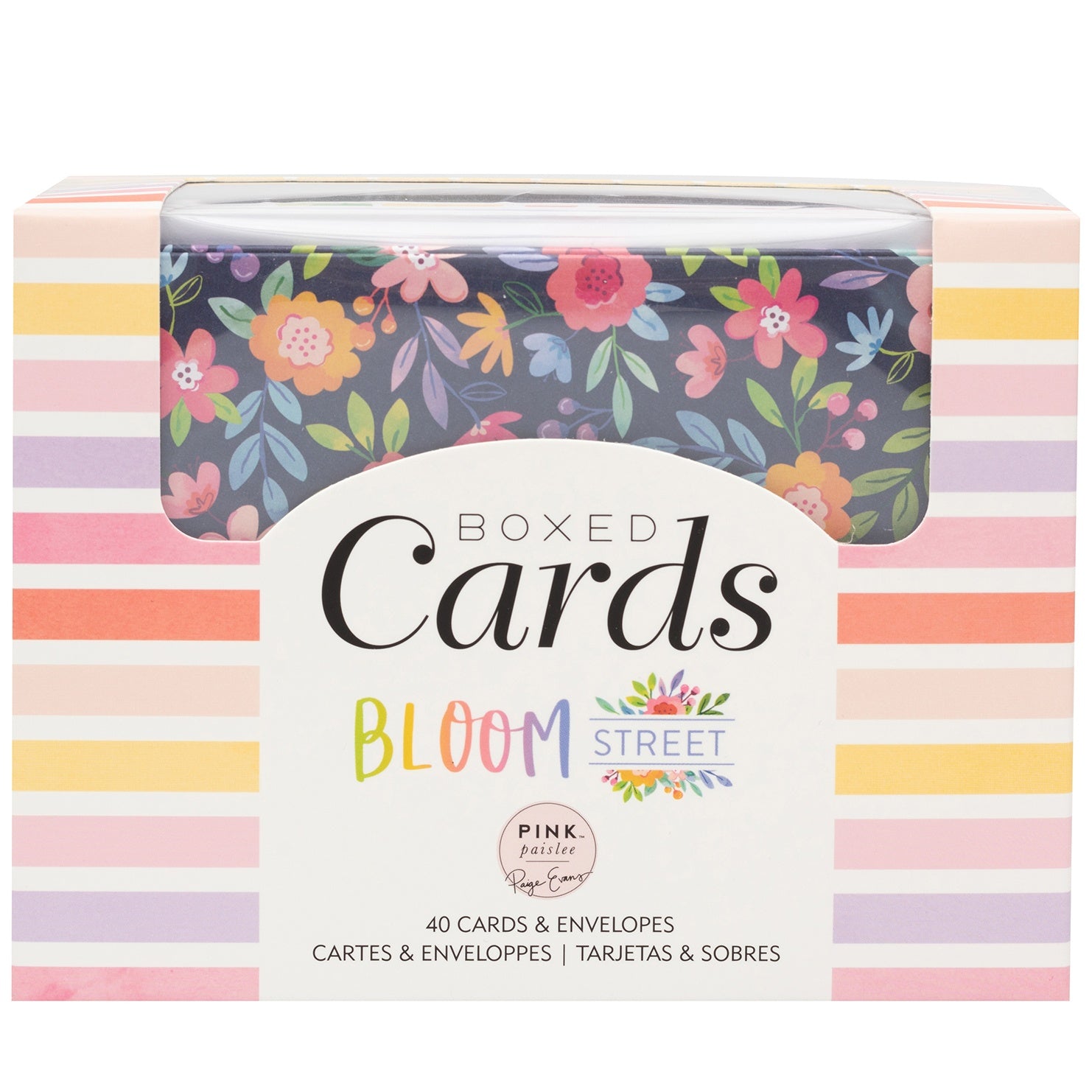 Pink Paislee A2 Cards with Envelopes - Paige Evans Bloom Street, 40 pack