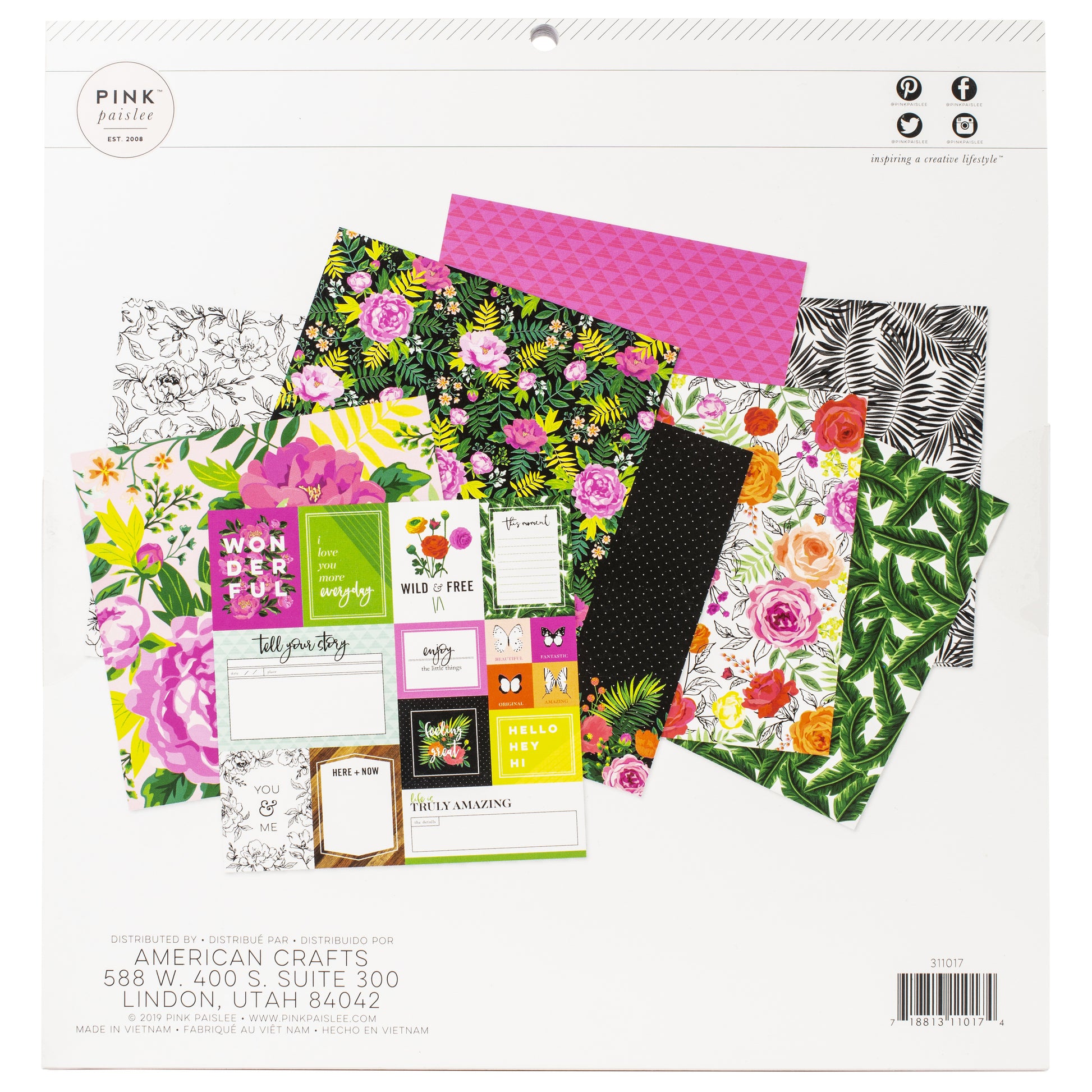 Pink Paislee 5th & Monaco 12x12" Paper Pad