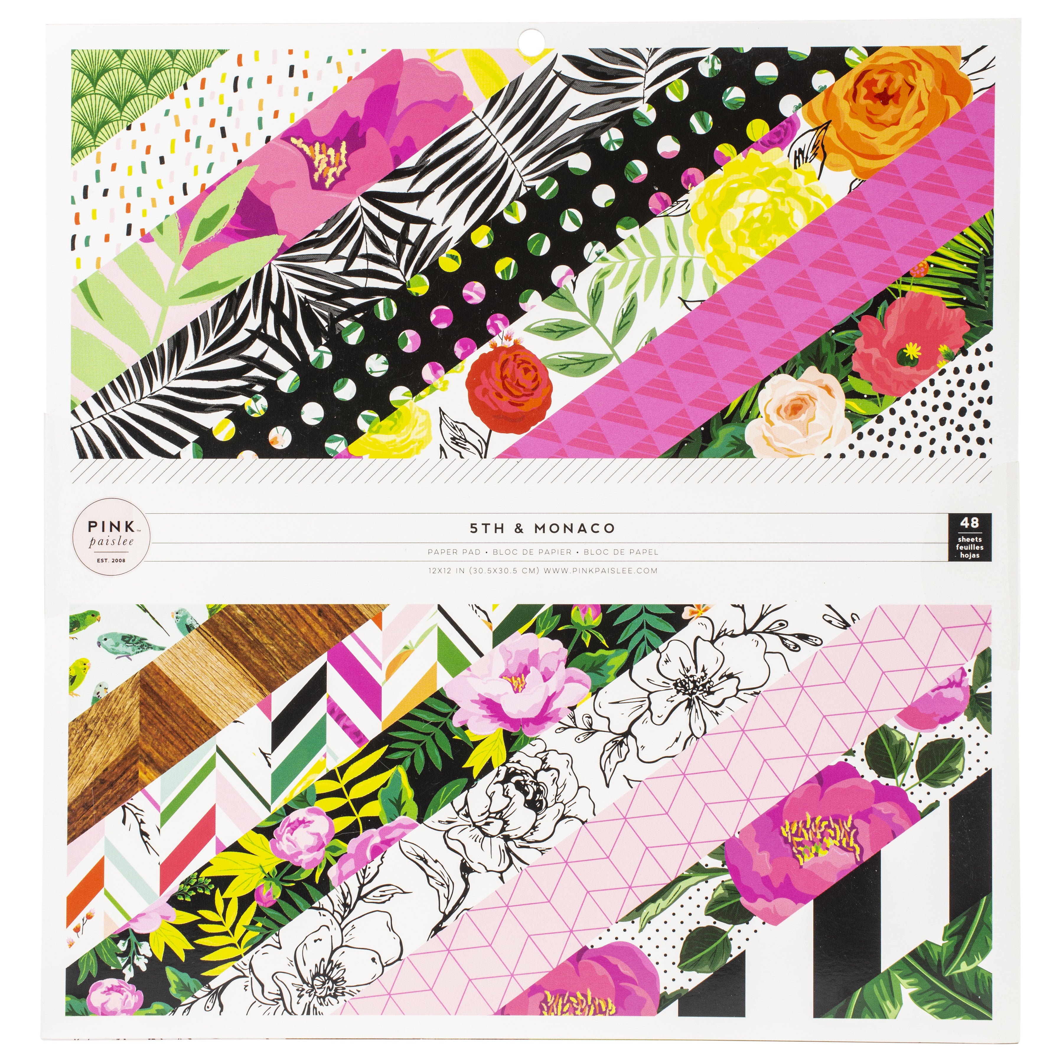 Pink Paislee 5th & Monaco Single-Sided 12x12" Paper Pad