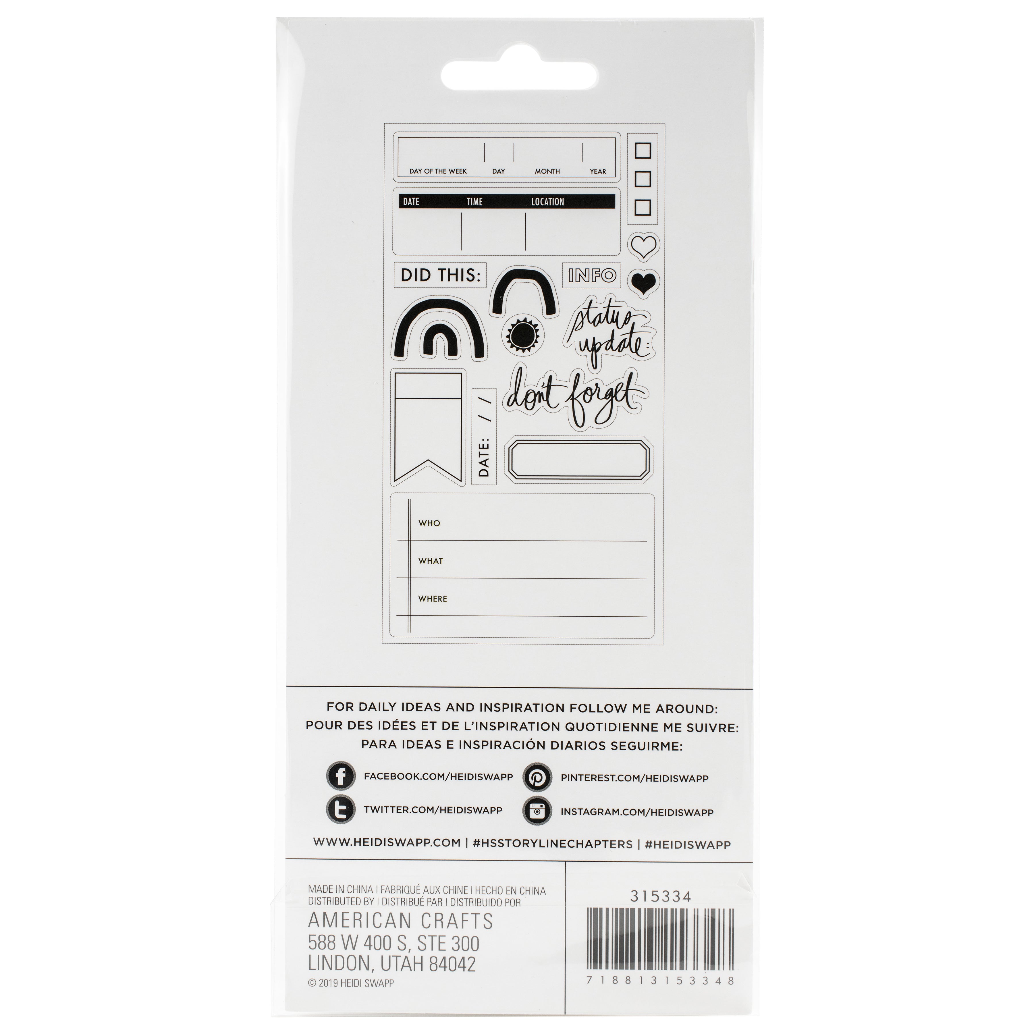 Heidi Swapp Storyline Chapters Clear Stamps - 17 pack