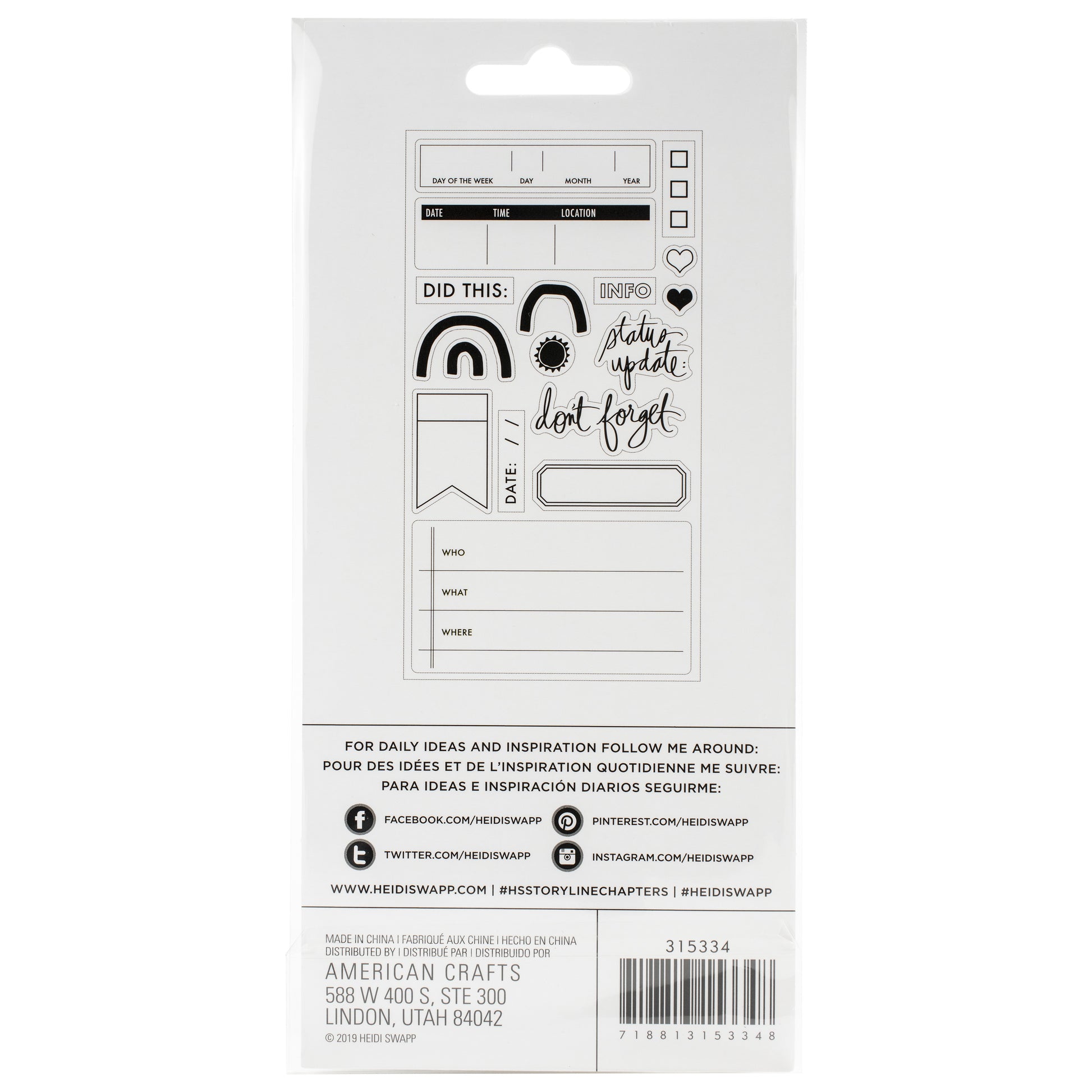 Heidi Swapp Storyline Chapters Clear Stamps - 17 pack