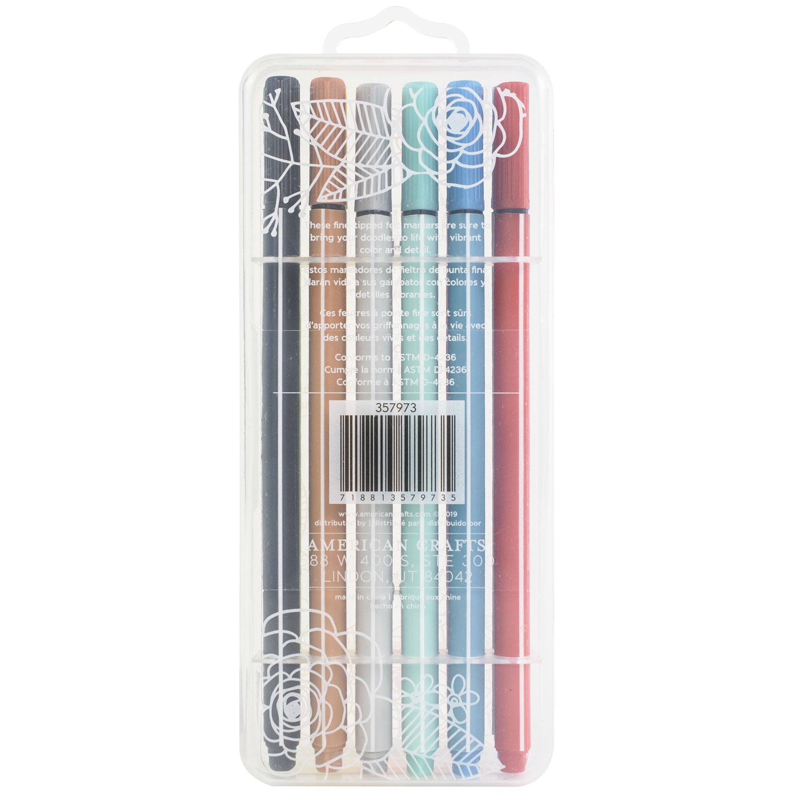 American Crafts Detail Doodlers Fine-Tipped Felt Markers - 12 Pack