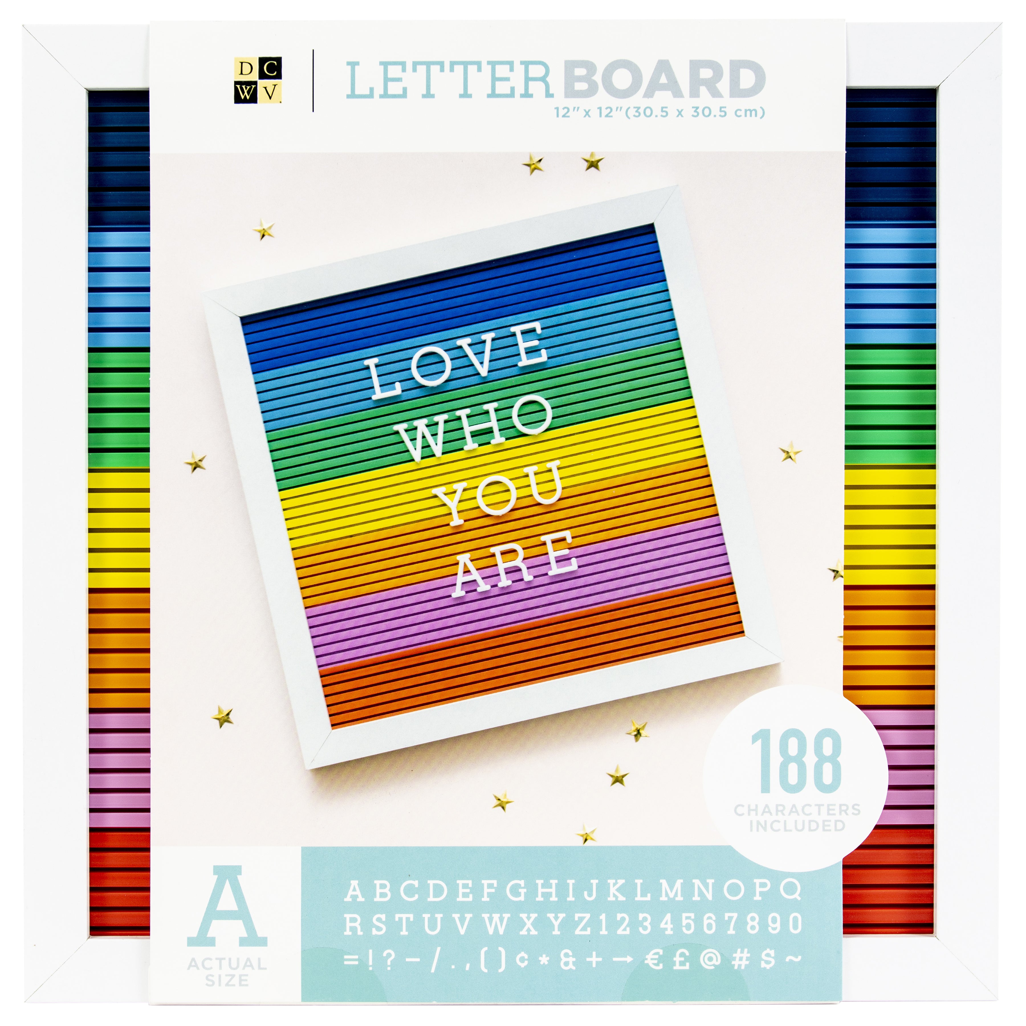 Framed DCWV Multicolor Letterboard with White Letters - 12x12"