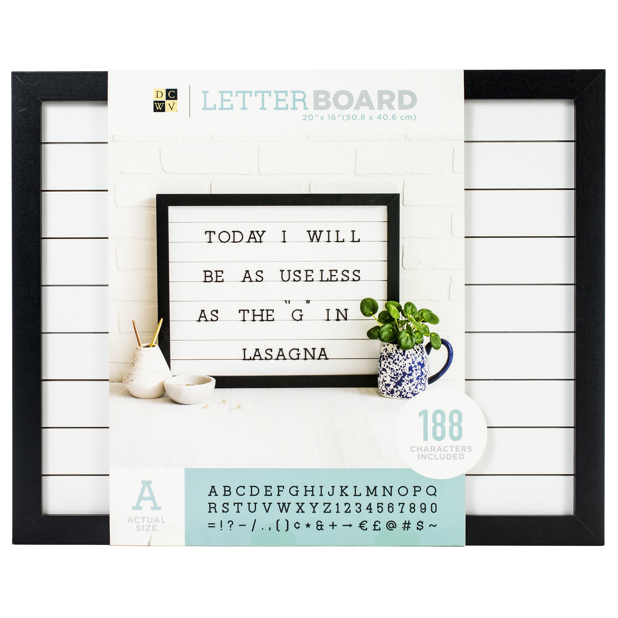 Framed White Shiplap DCWV Letterboard with Black Letters - 20x16"