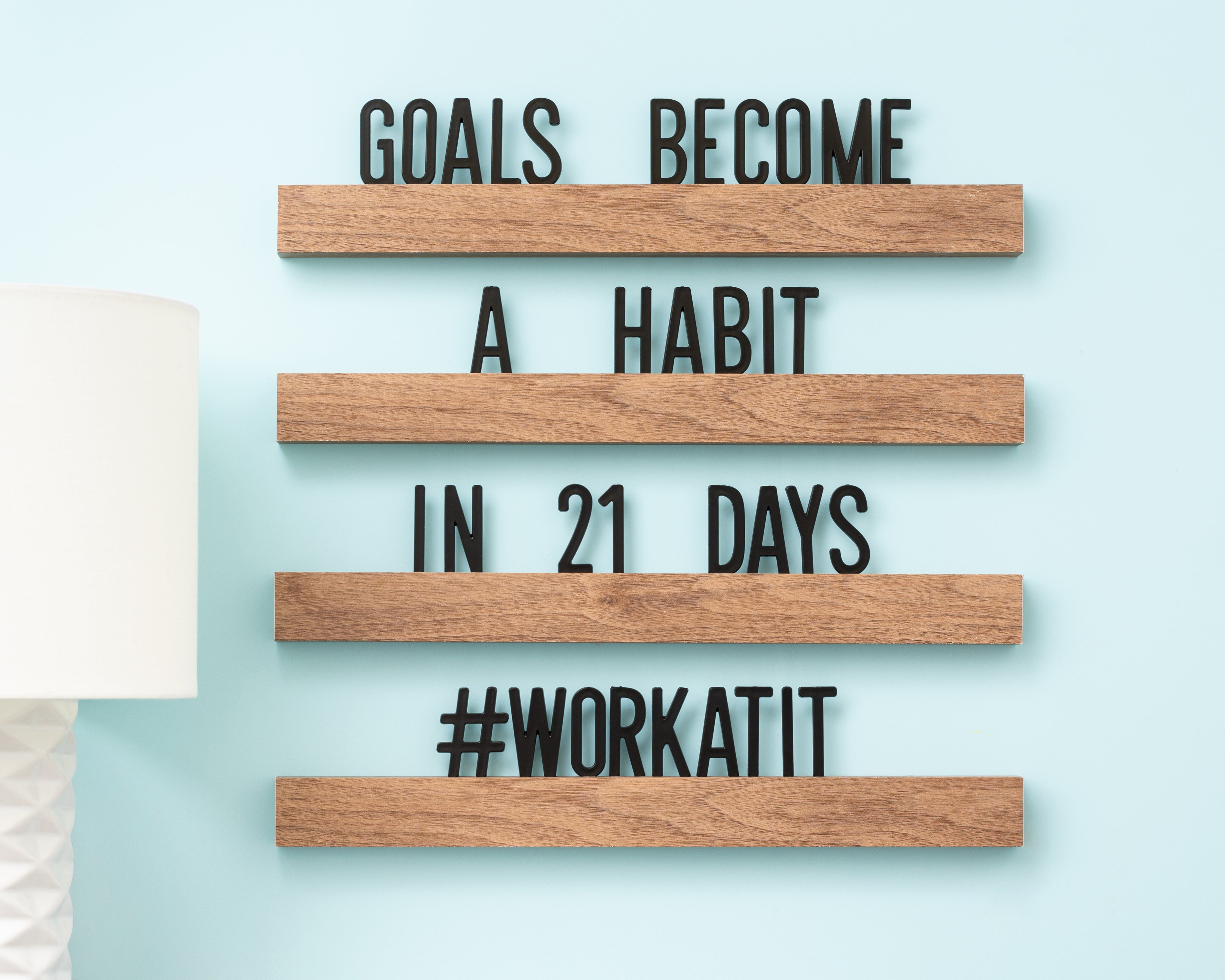 5pc Wood Ledge DCWV Letterboard Set with Black Letters - 16&quot;X1.5&quot;