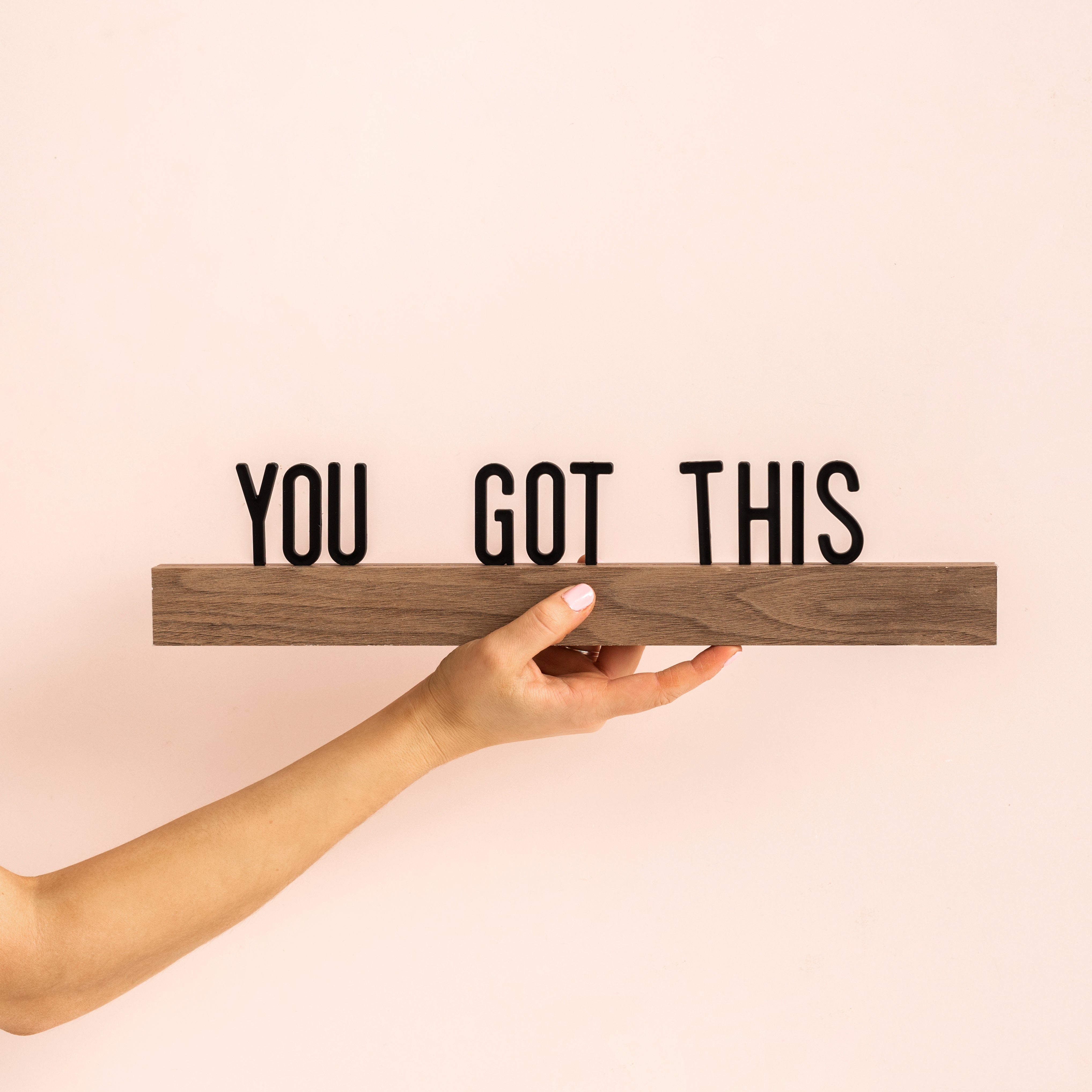 5pc Wood Ledge DCWV Letterboard Set with Black Letters - 16&quot;X1.5&quot;