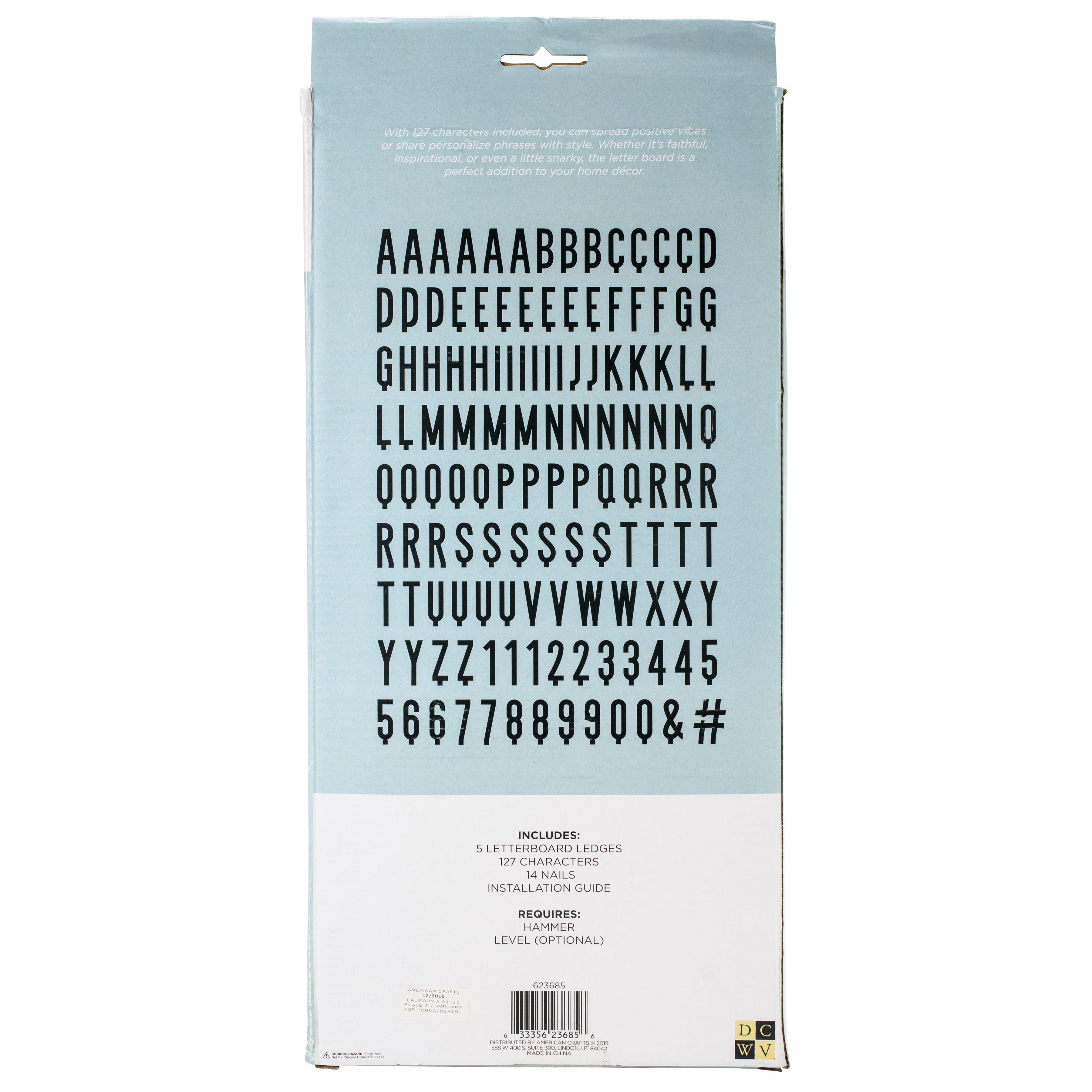 5pc Wood Ledge DCWV Letterboard Set with Black Letters - 16&quot;X1.5&quot;