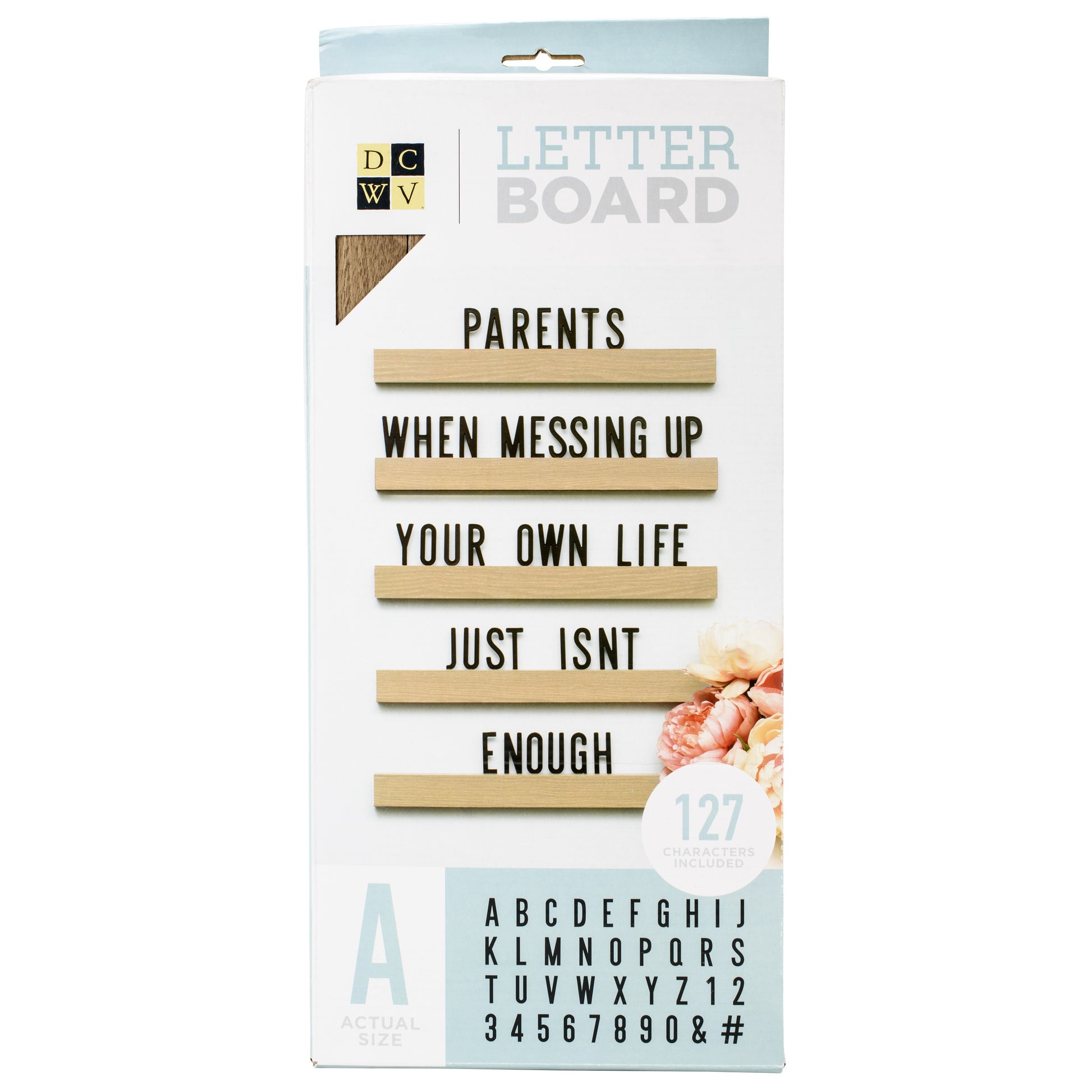 5pc Wood Ledge DCWV Letterboard Set with Black Letters - 16"X1.5"