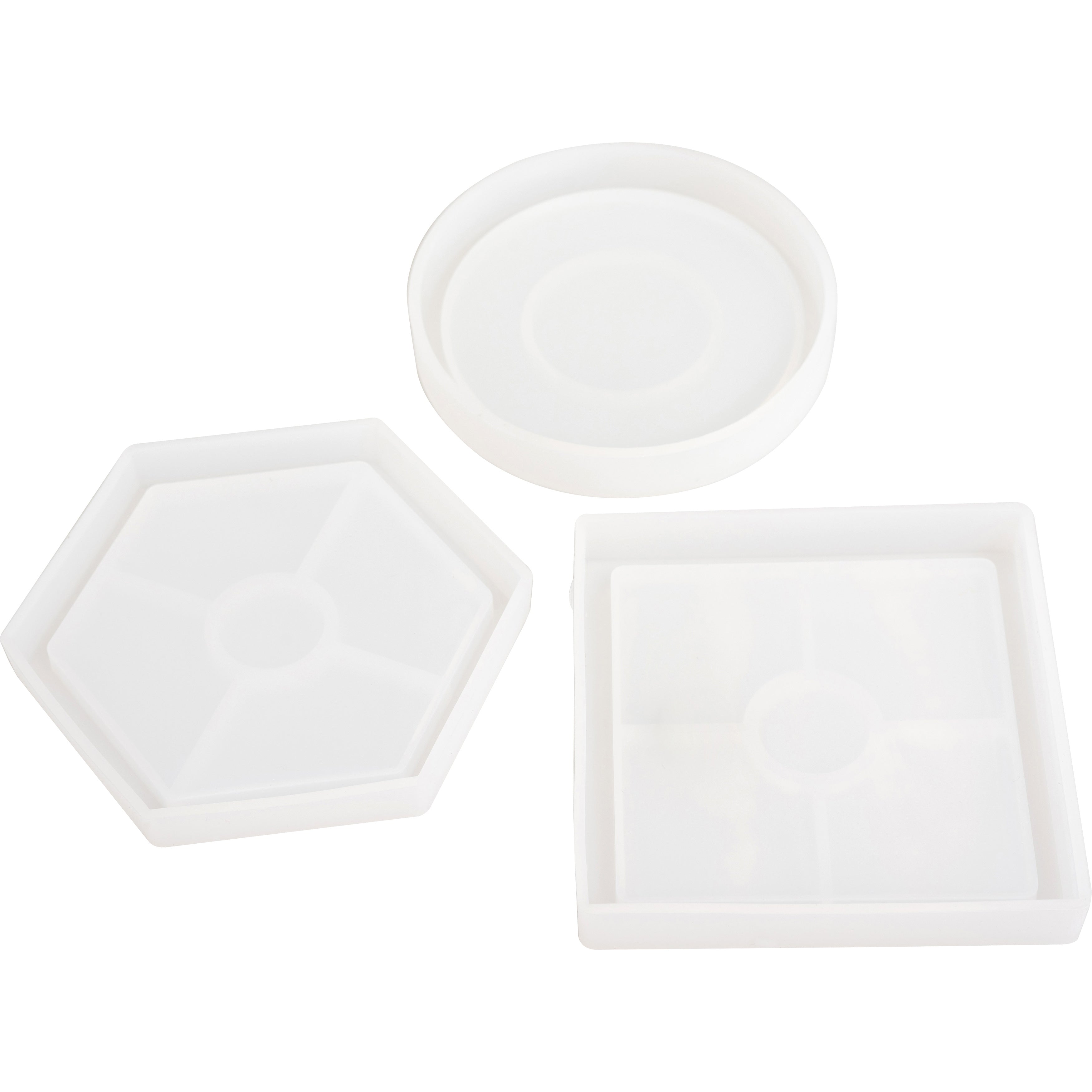 American Crafts Color Pour Resin Mold 3/Pkg-Coaster - Circle, Square & Hexagon