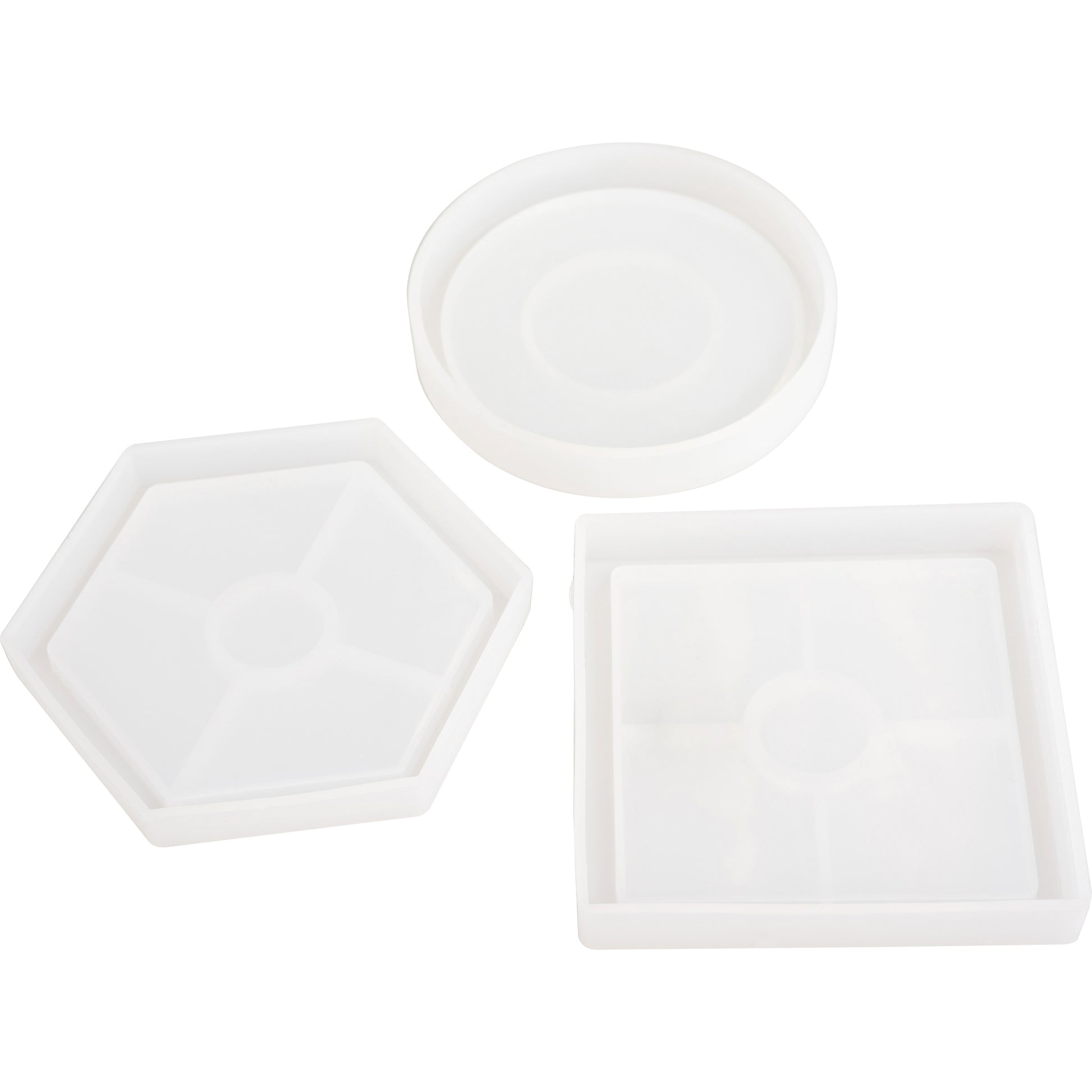 American Crafts Color Pour Resin Mold 3/Pkg-Coaster - Circle, Square & Hexagon
