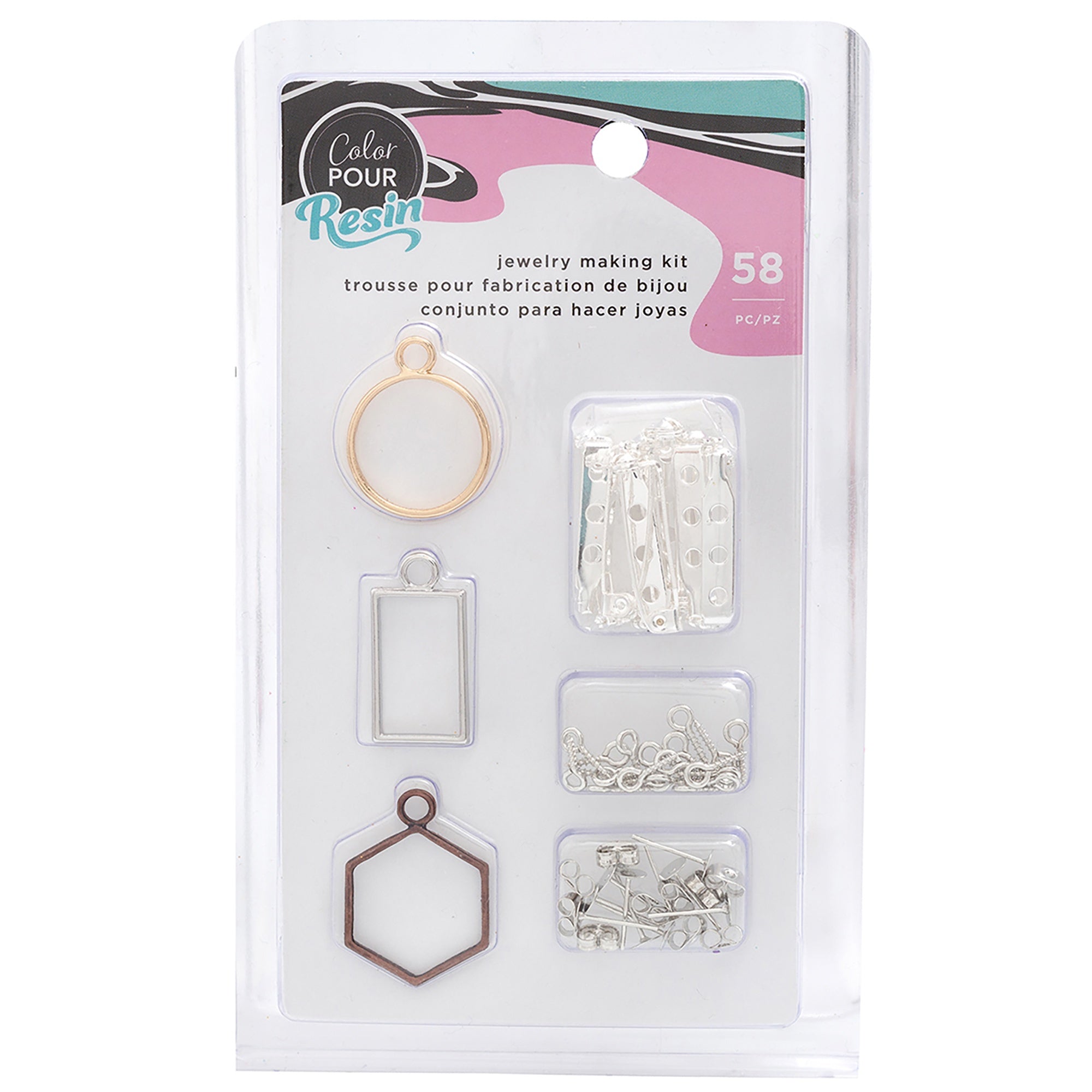 American Crafts Color Pour Resin Jewelry Findings Kit - 58 pcs