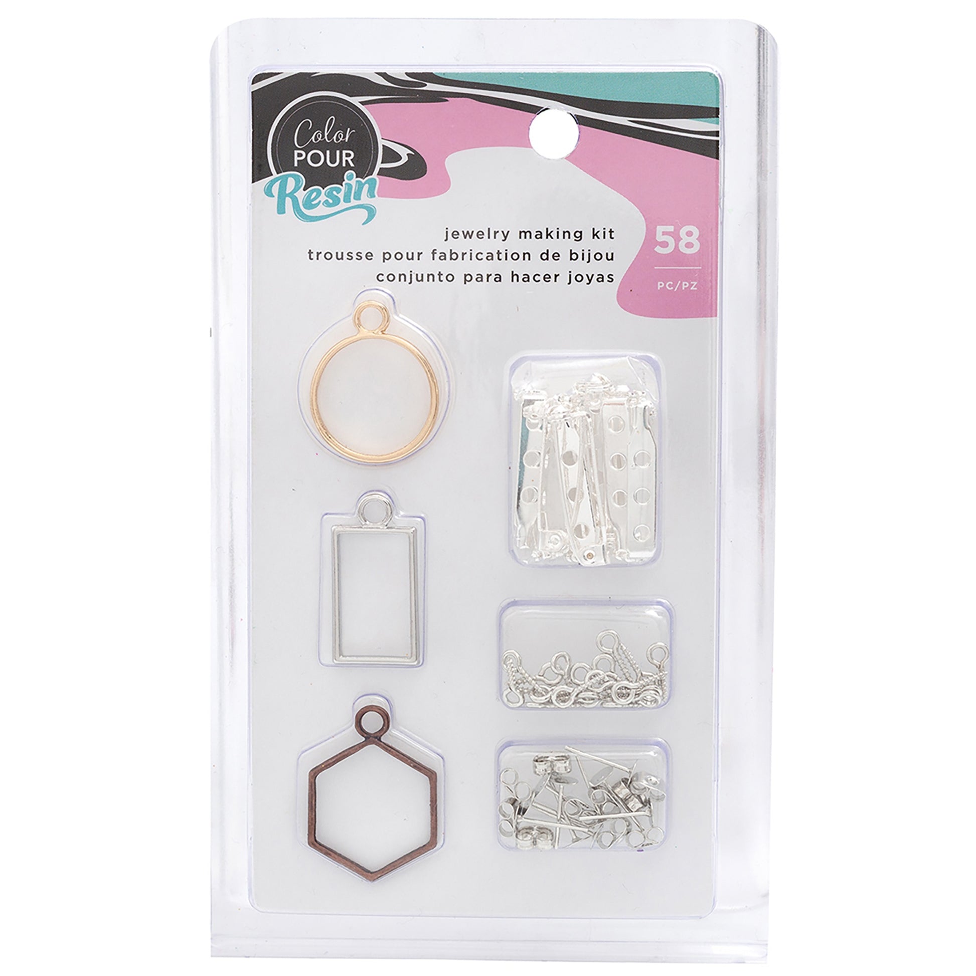 AC Color Pour Resin Jewelry Findings Kit - 58 pcs