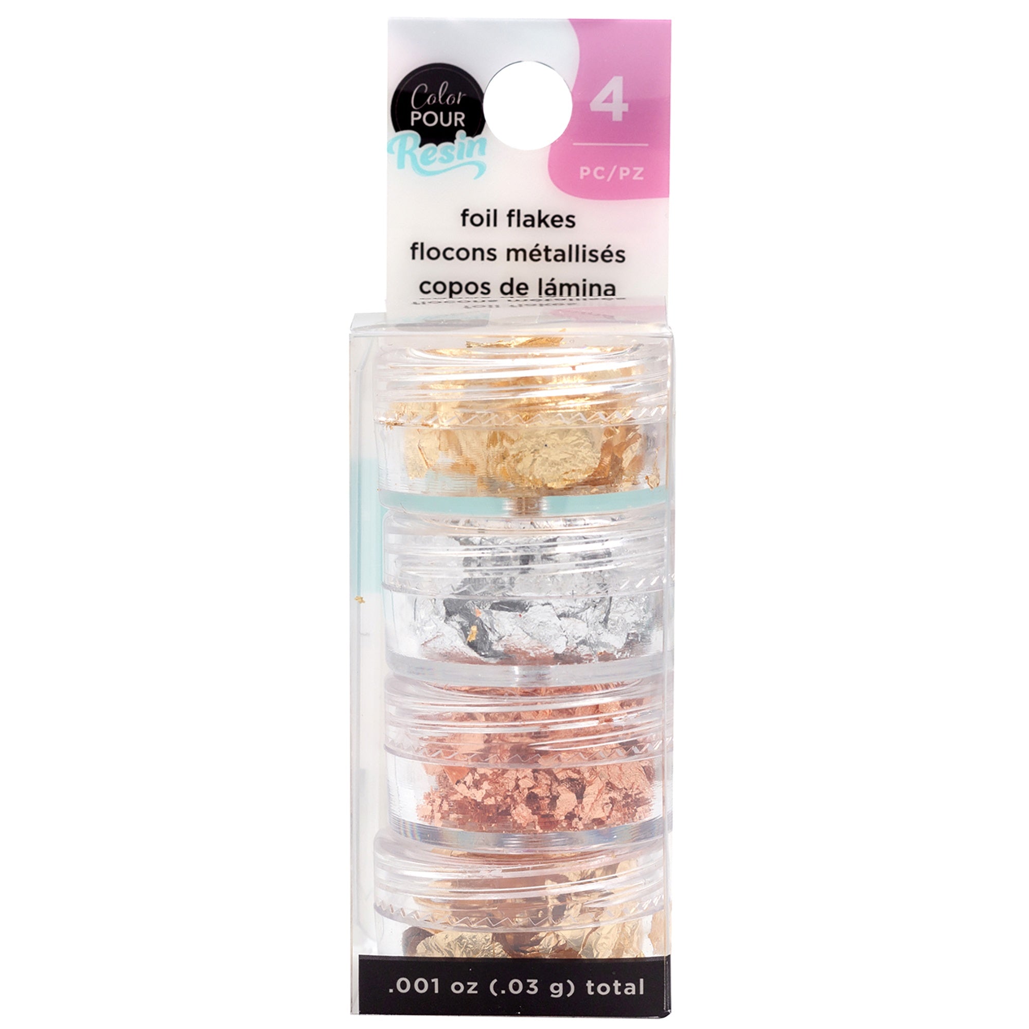 American Crafts Color Pour Resin Mix-Ins-Foil Flakes - Metallic 4/Pkg