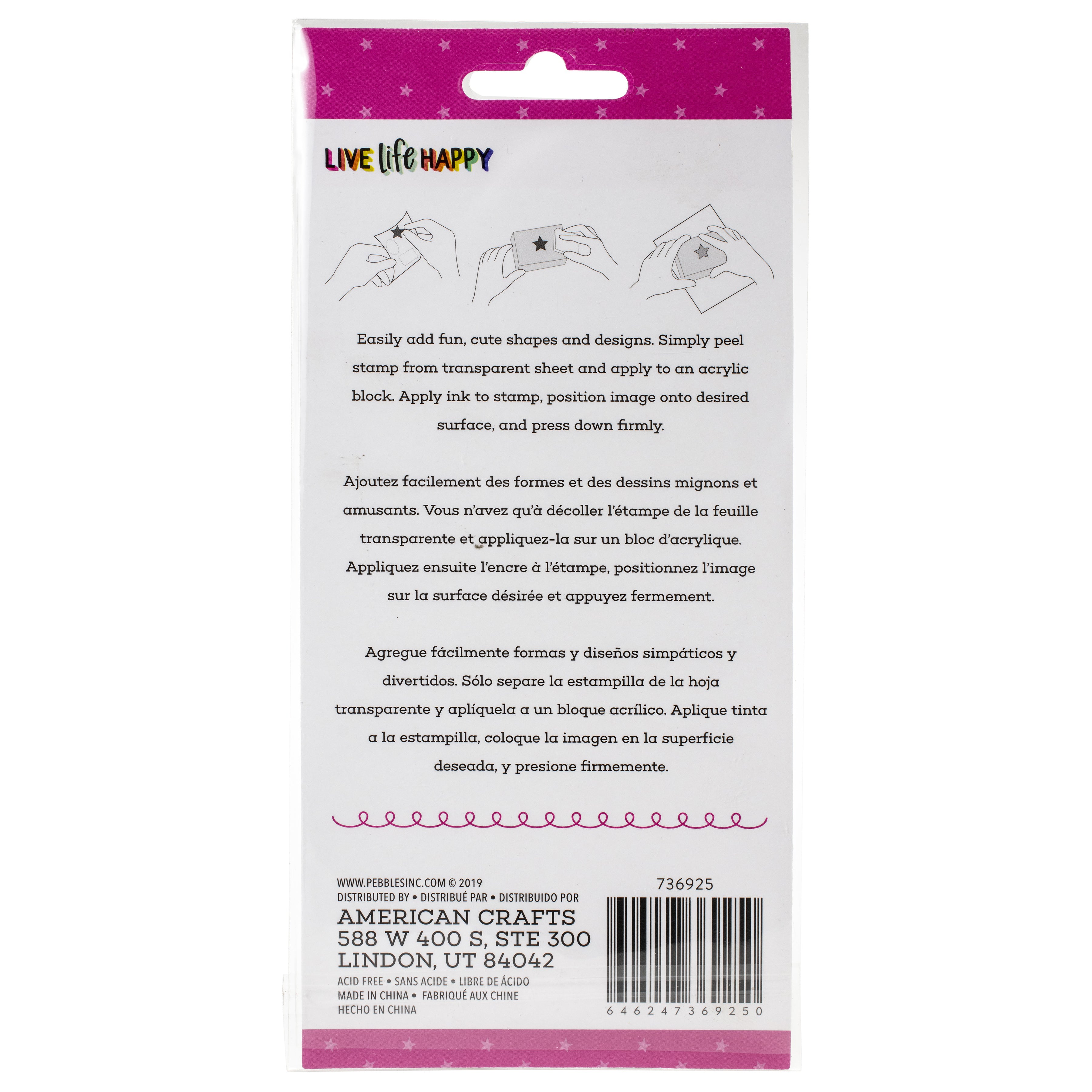 Pebbles Live Life Happy Clear Stamps Set