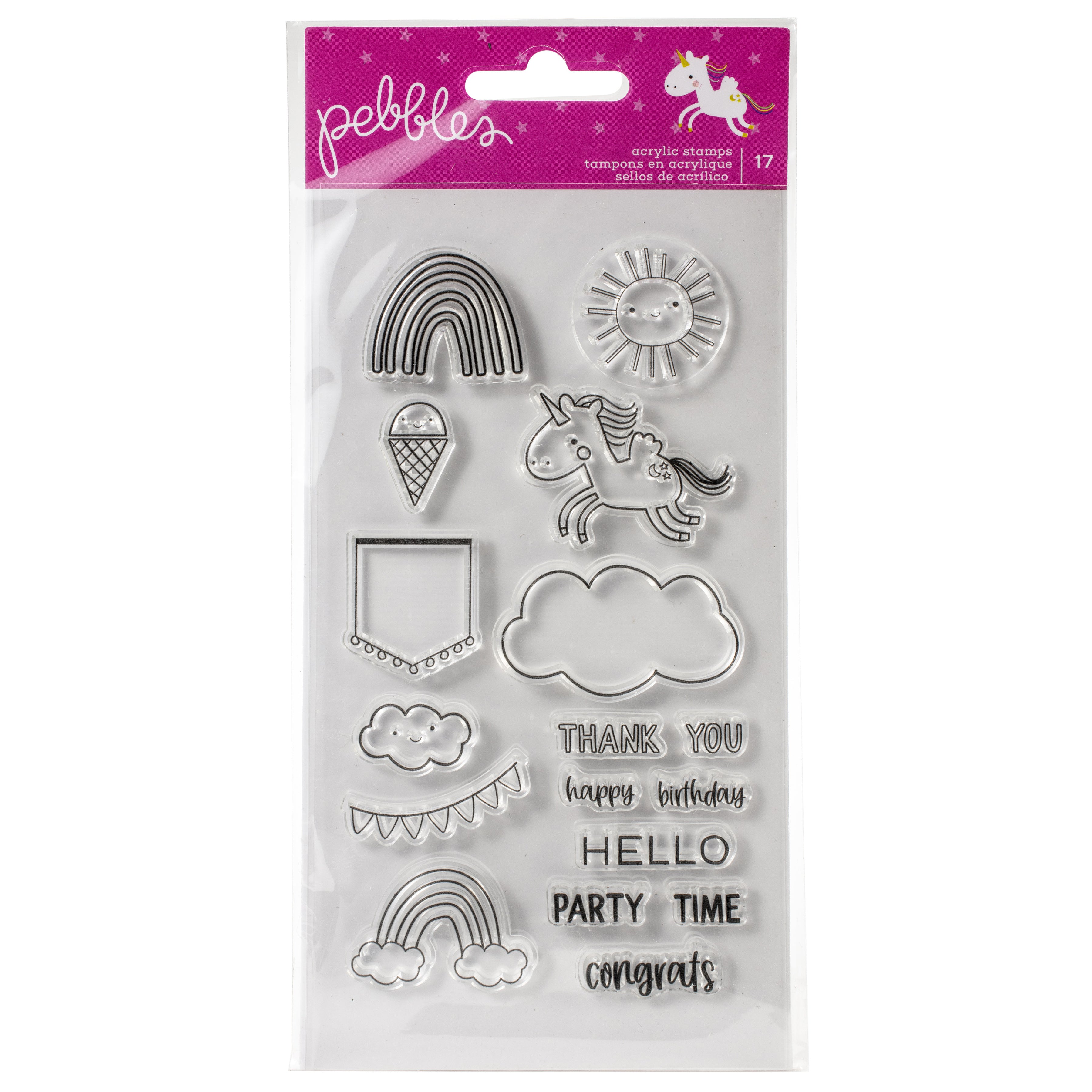 Pebbles Live Life Happy Clear Stamps Set