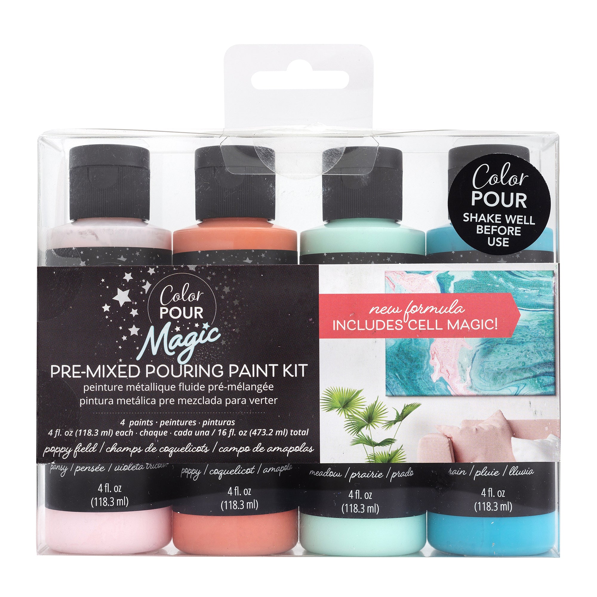 American Crafts Color Pour Poppy Field Magic Pre-Mixed Paint Kit