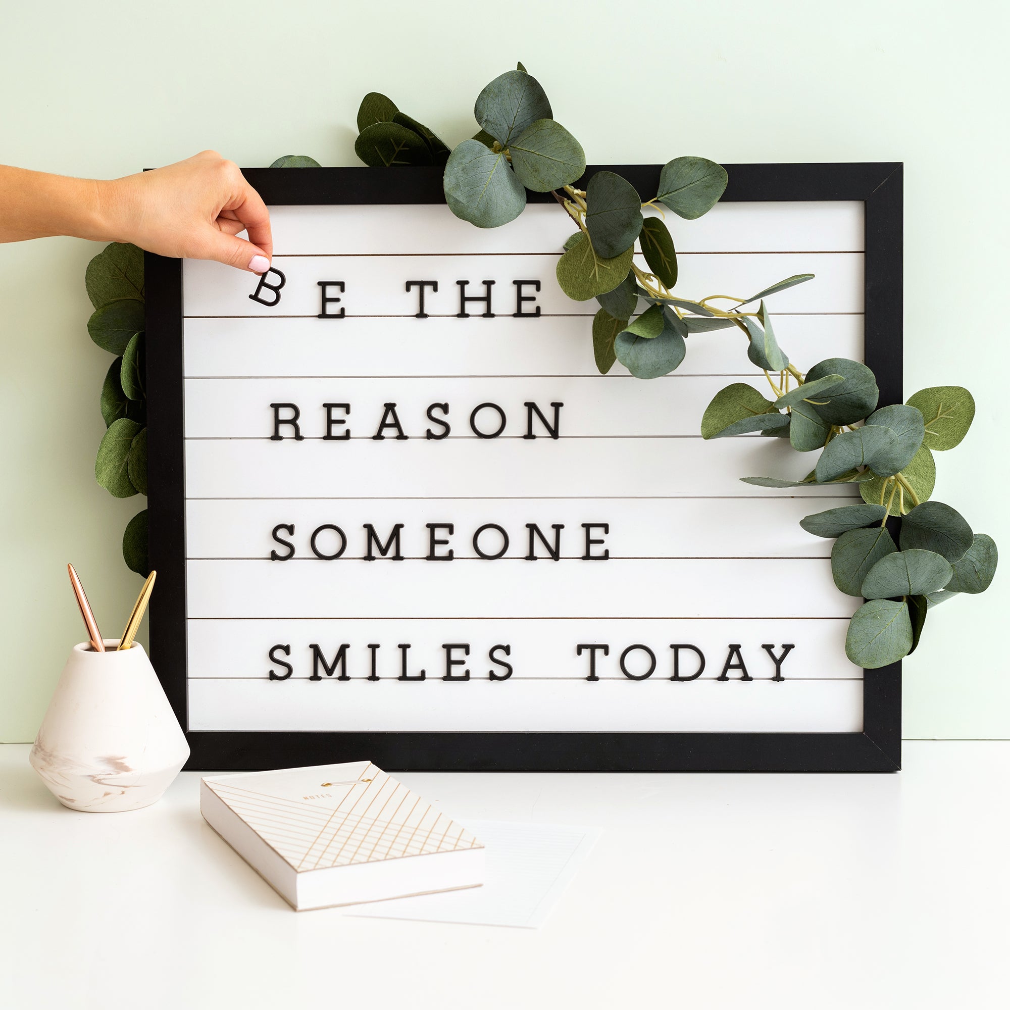 Framed White Shiplap DCWV Letterboard with Black Letters - 20x16"