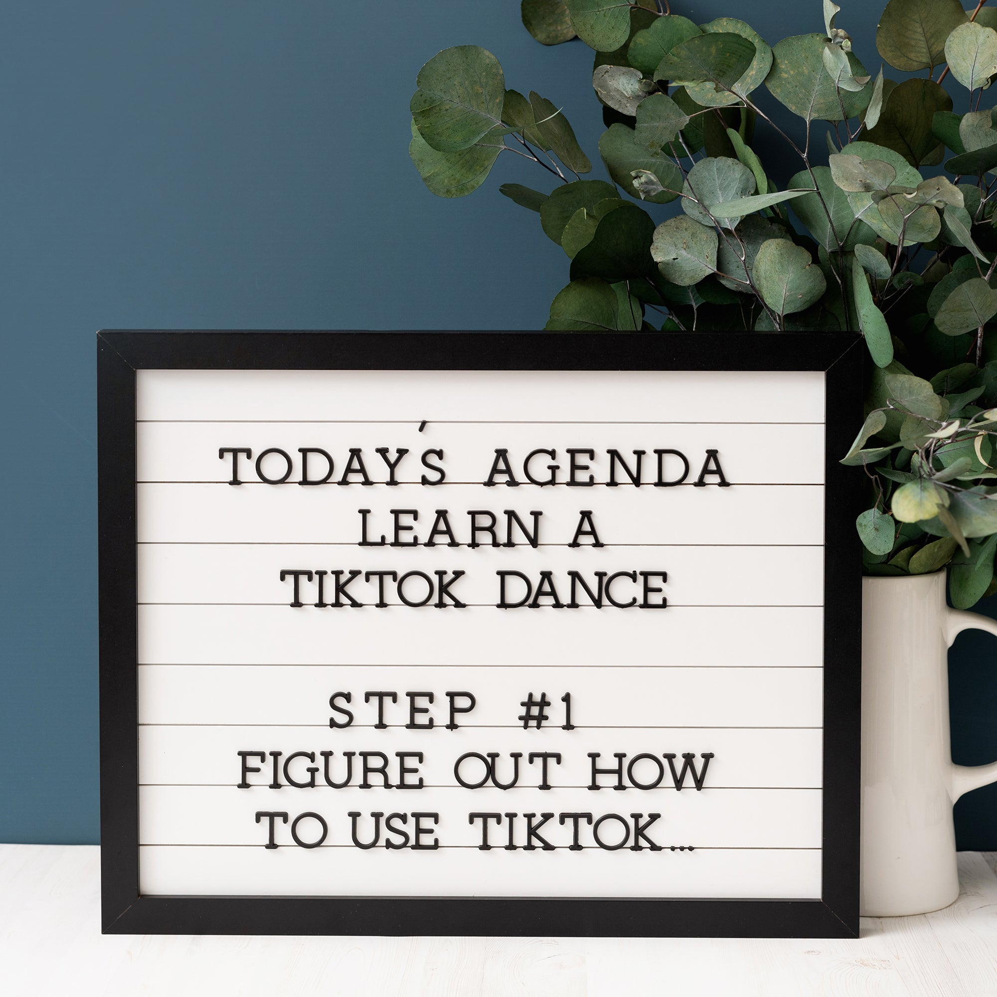 Framed White Shiplap DCWV Letterboard with Black Letters - 20x16"