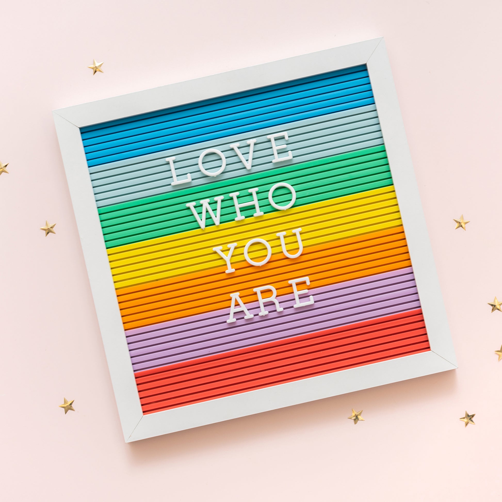 Framed DCWV Multicolor Letterboard with White Letters - 12x12"