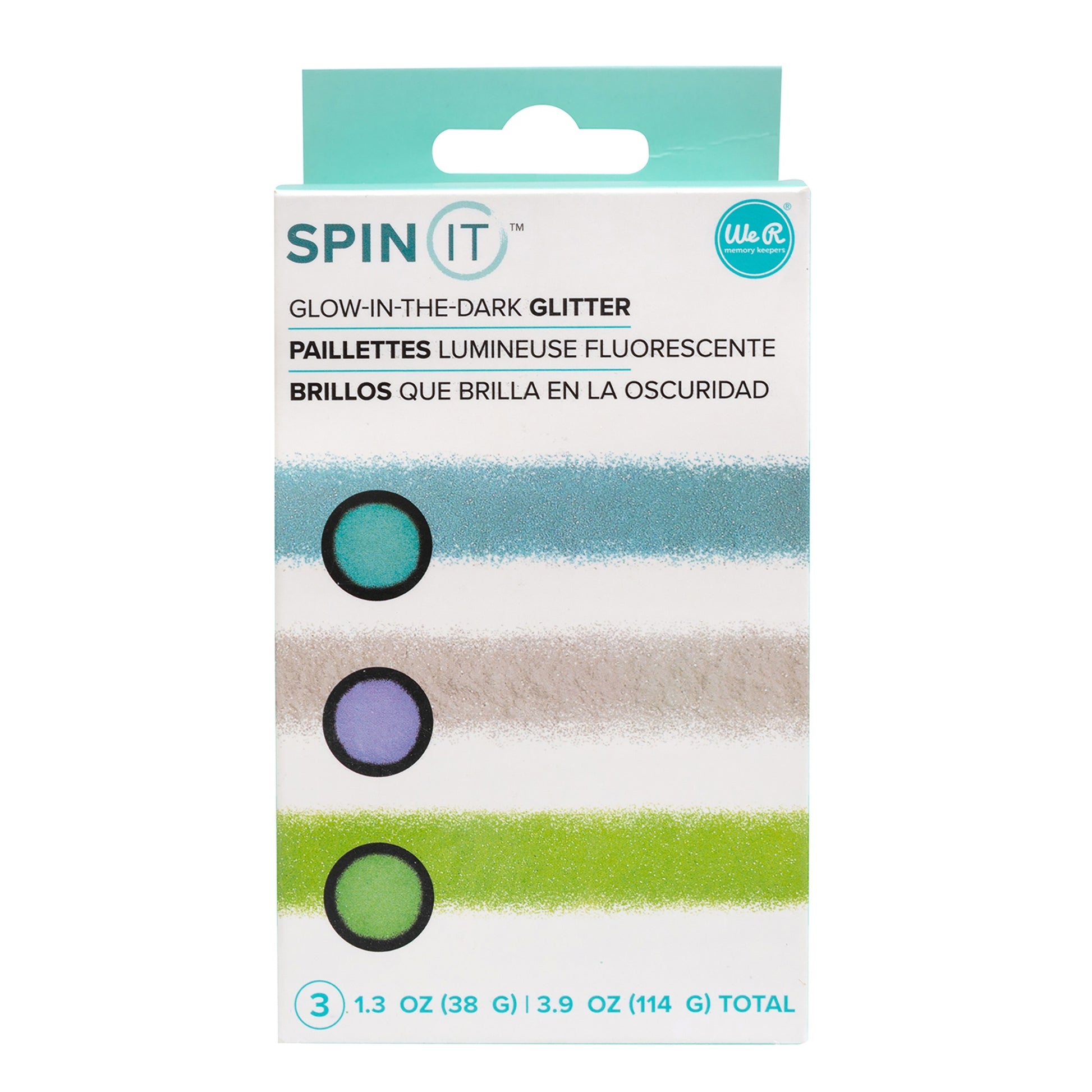 We R Makers Spin It Glitter 3/Pkg - Glow-In-The-Dark