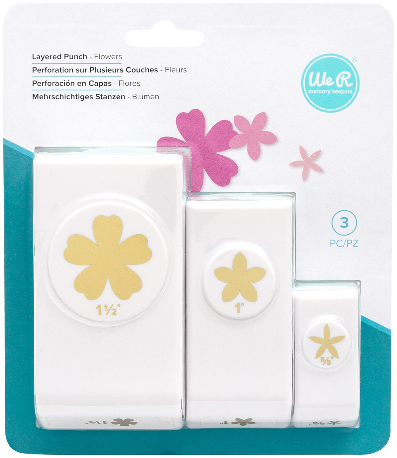 We R Memory Keepers Layering Punches 3/Pkg-Flowers