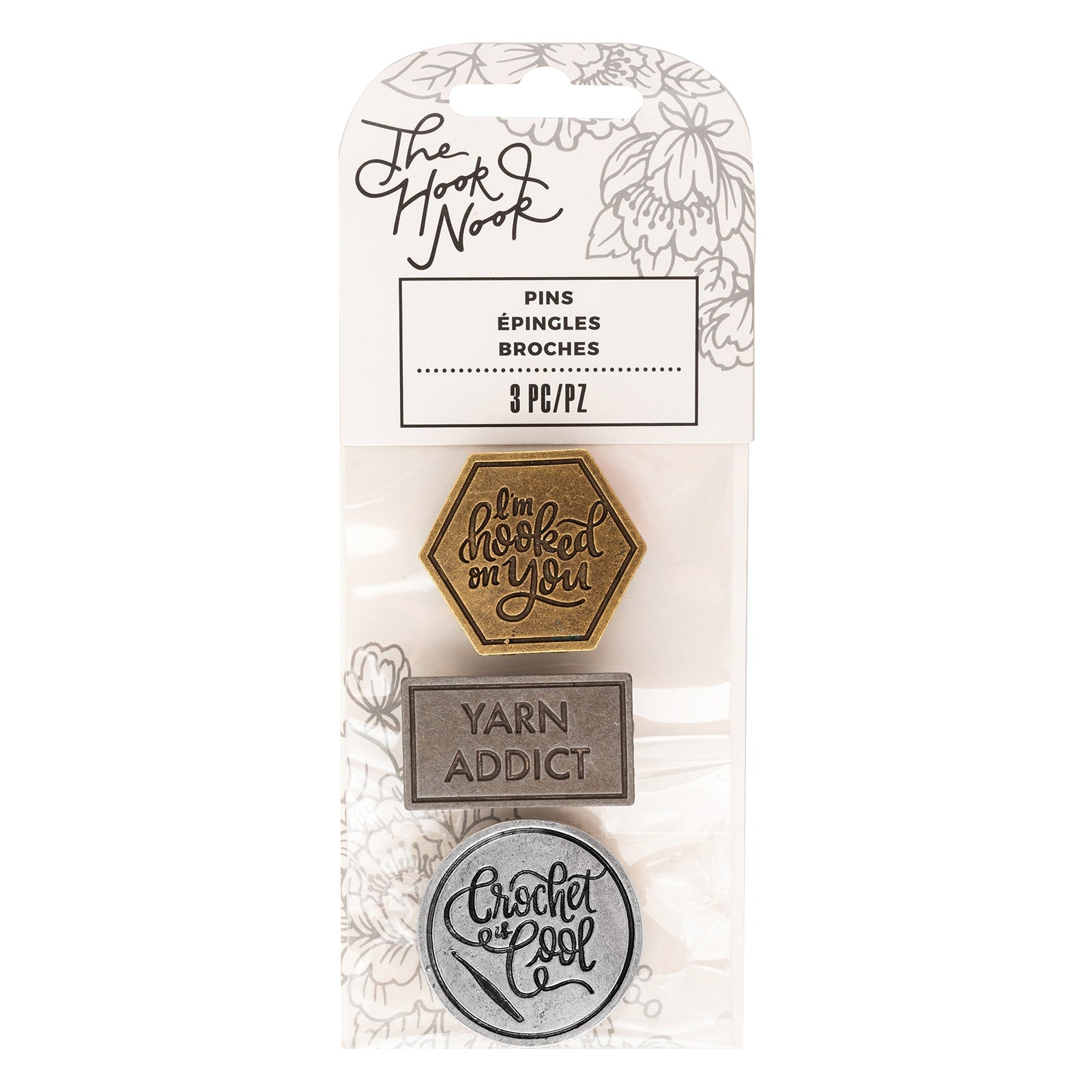 The Hook Nook Metal Pin Set - Silver, Black, And Gold