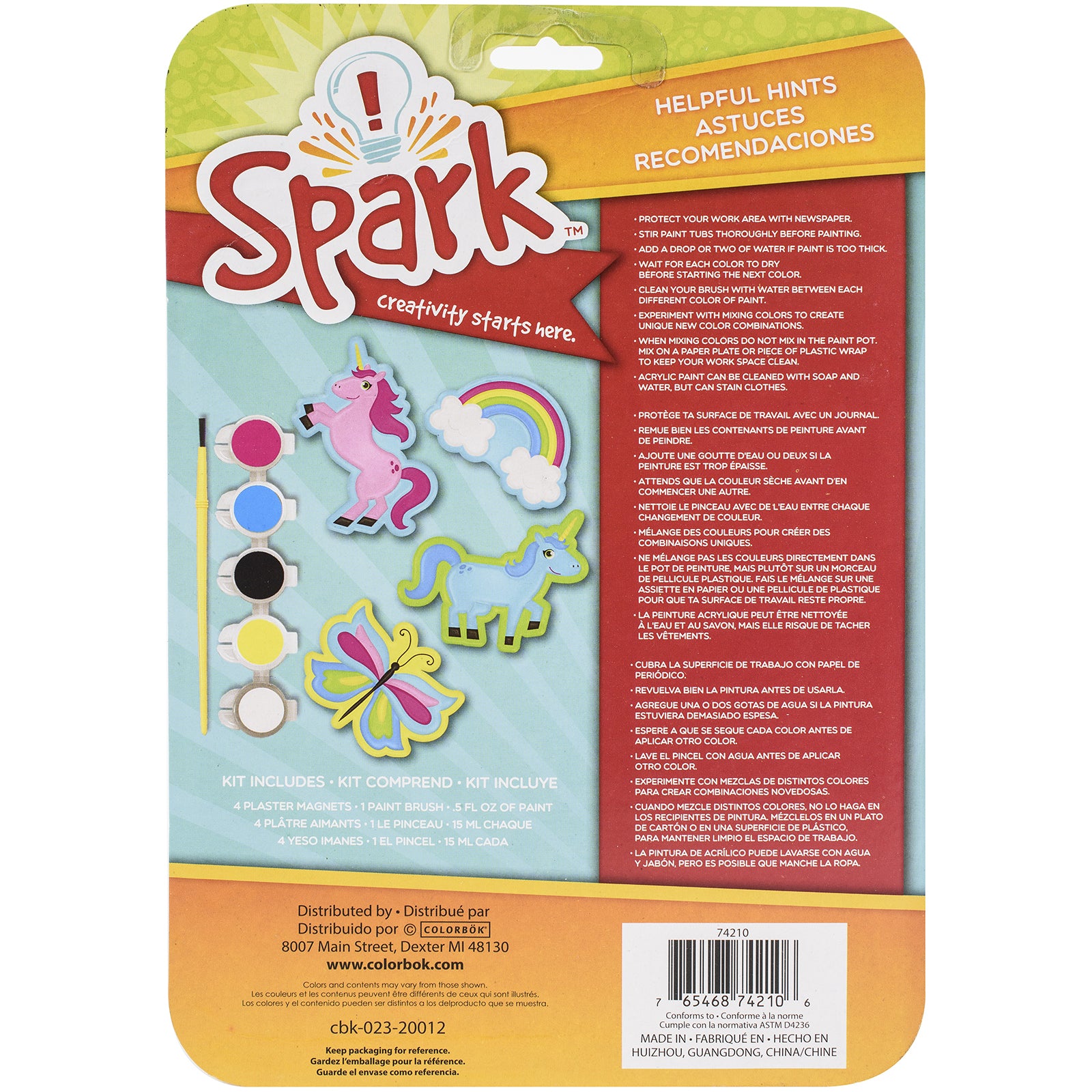 Spark Plaster Paint Your Own Unicorn Magnet Kit - Makes 4