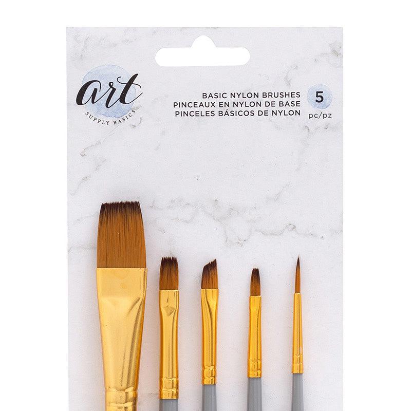 American Crafts Art Supply Basics 5pc Nylon Brush Set