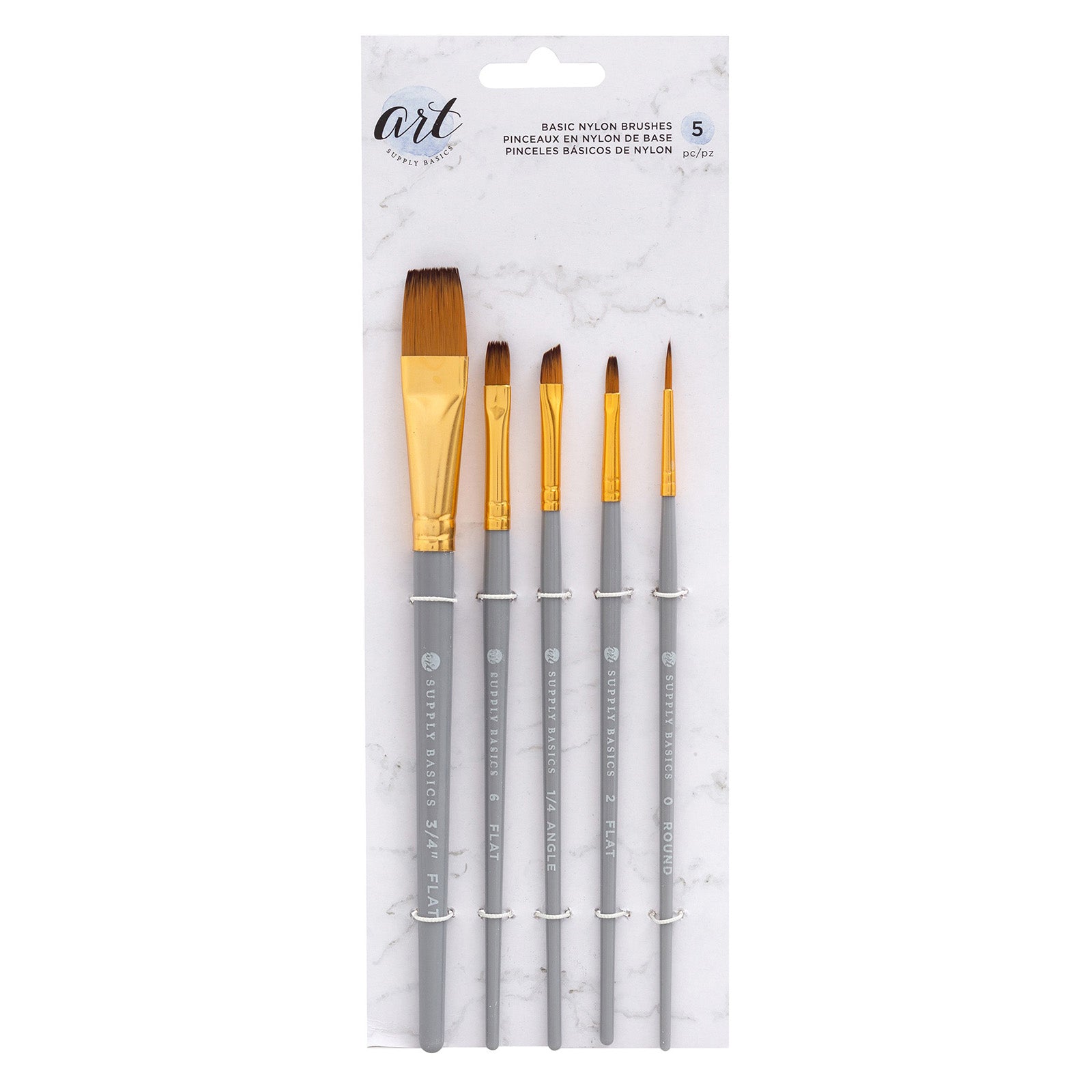 American Crafts Art Supply Basics 5pc Nylon Brush Set