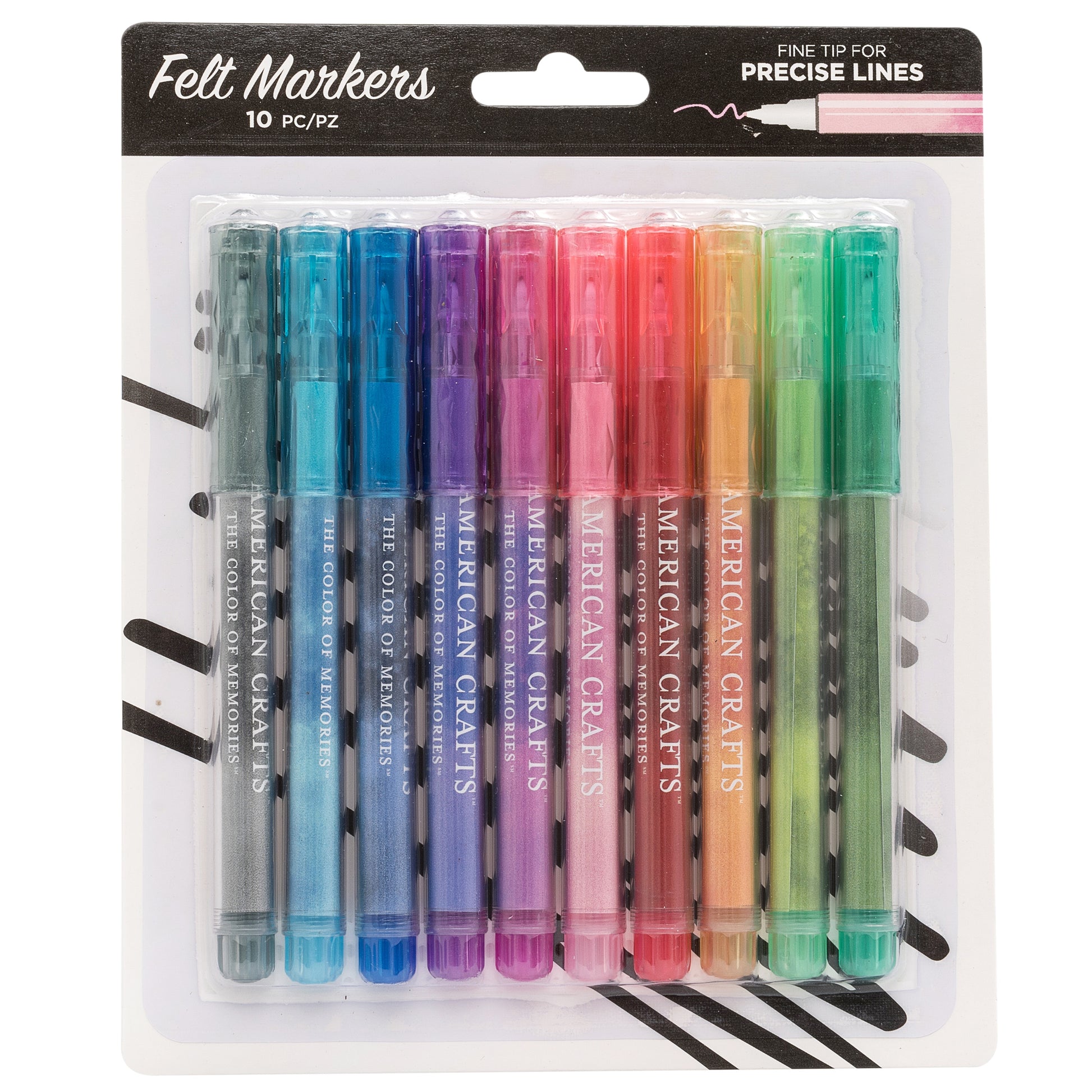 American Crafts Felt Tip Markers 10/Pkg