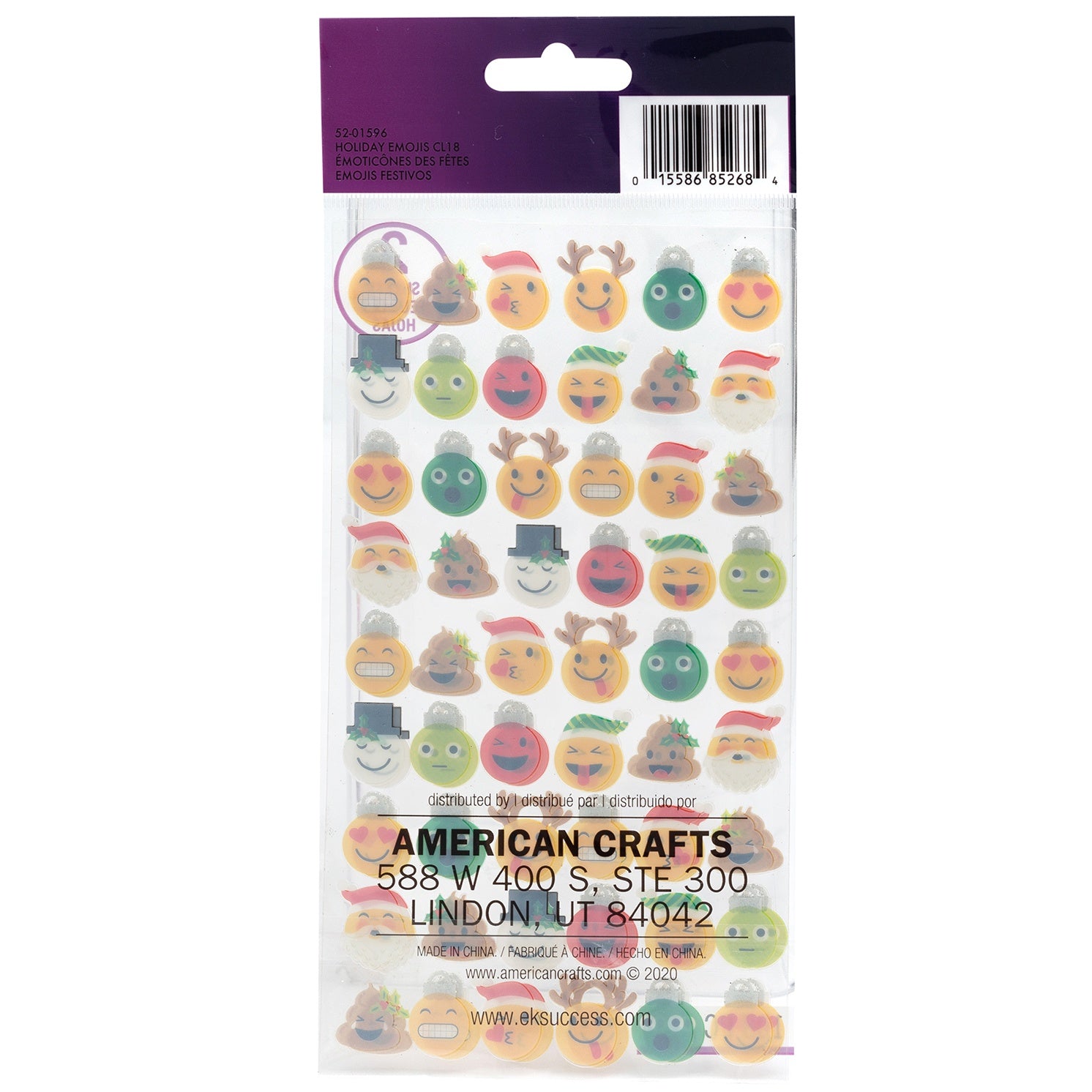 Sticko Holiday Emoji Flat Stickers, 108pcs