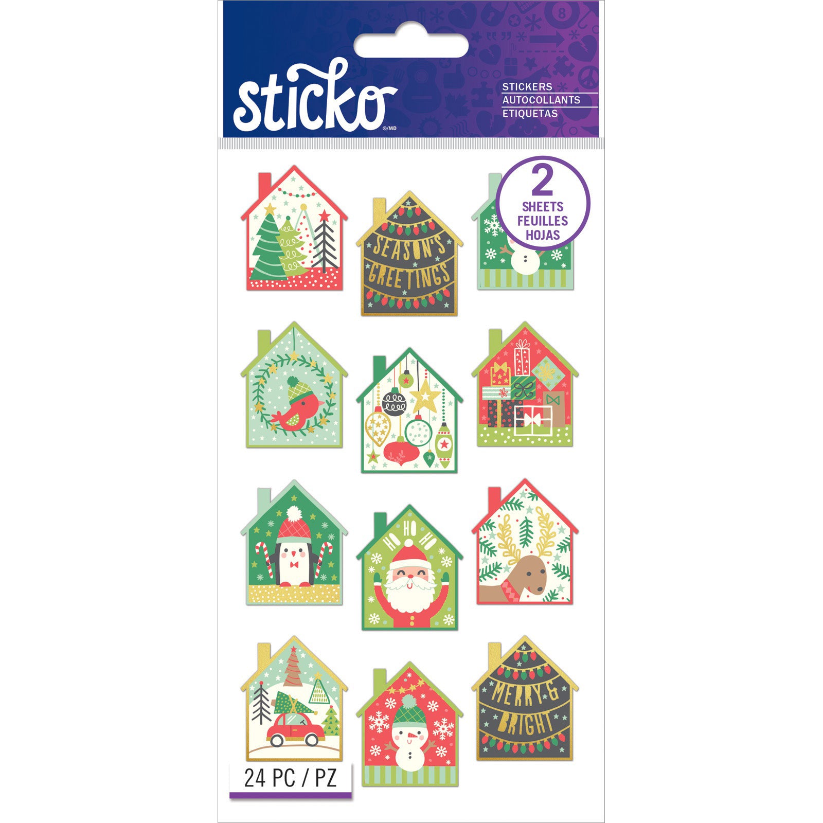 Sticko Holiday Scene Flat Stickers, 24pcs