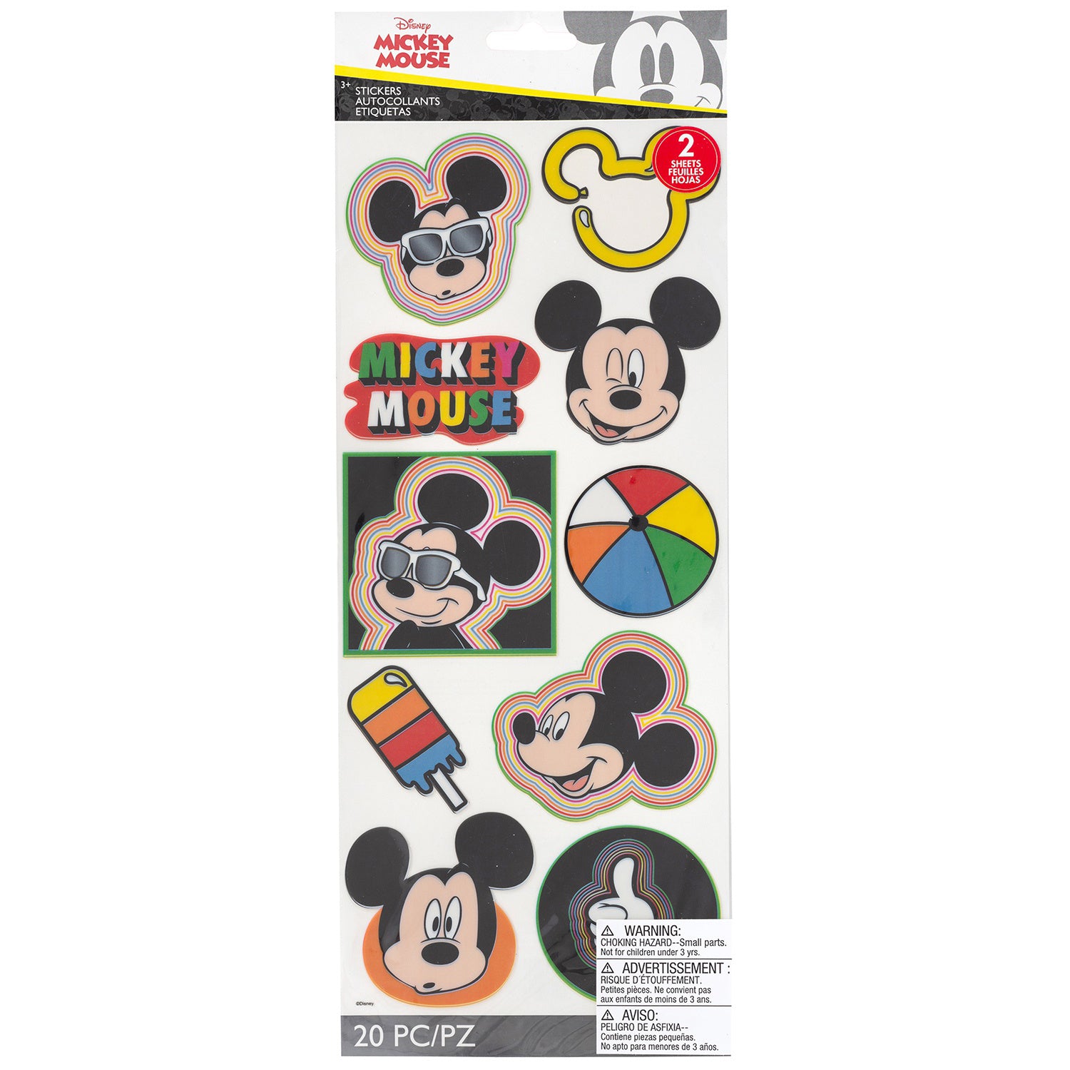 EK Success Disney Large Flat Stickers - Mickey Head Badges, 20pcs