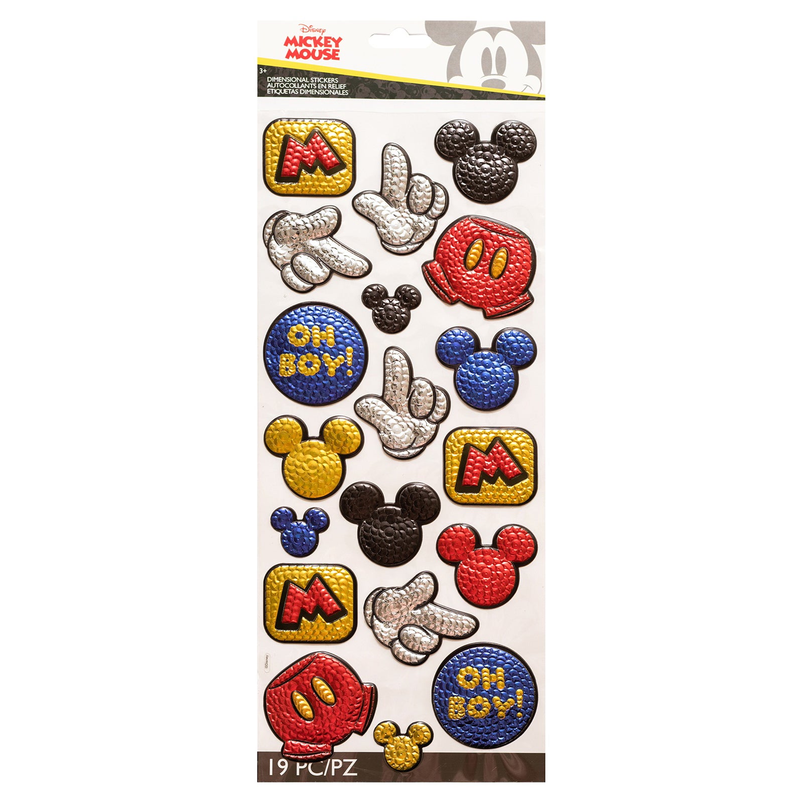 EK Success Disney Embossed Faux Sequin Dimensional Mickey Stickers, 19 pcs