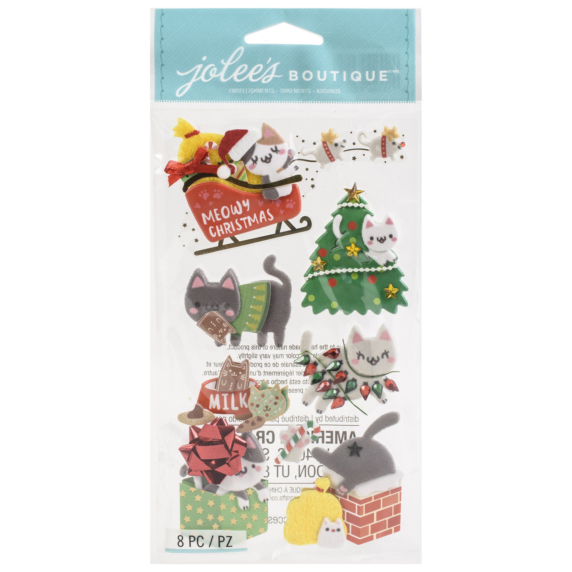 Jolee's Boutique Meowy Christmas Embellishments, 8 pcs