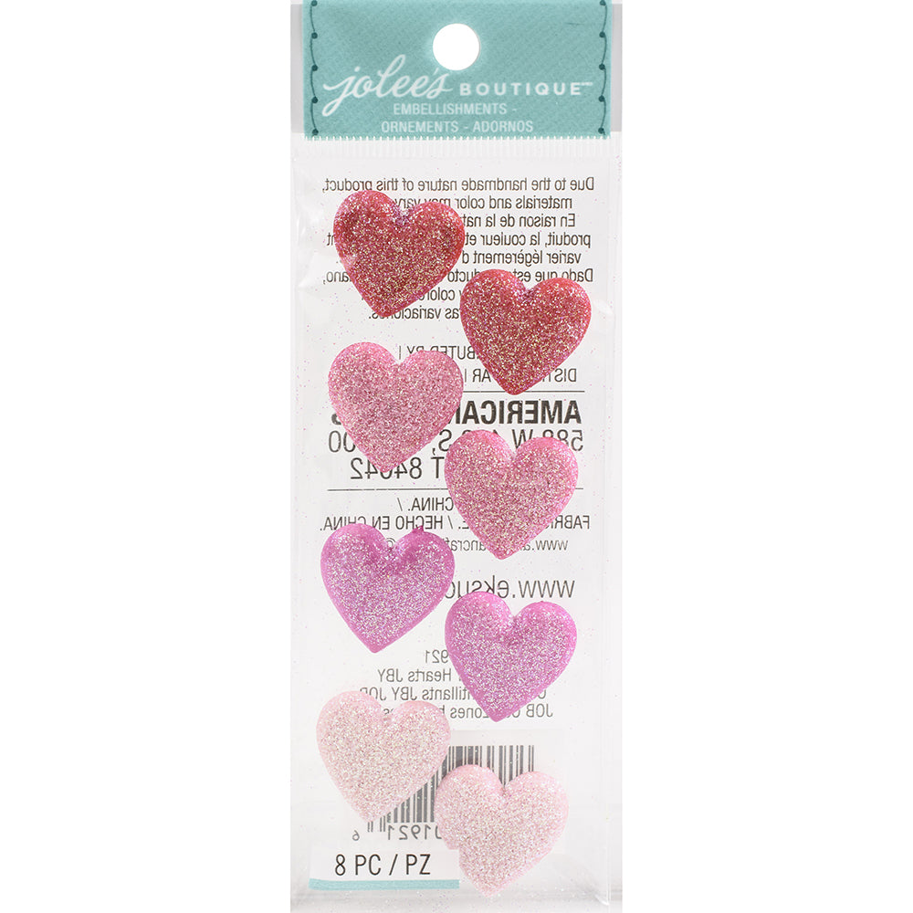 Jolee's Boutique Dimensional Repeat Stickers - Glitter Hearts, 8pcs
